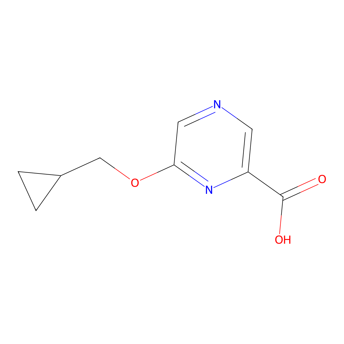 6-(Cyclopropylmethoxy)pyrazine-2-carboxylic acid molecular structure, CAS 1511623-91-8