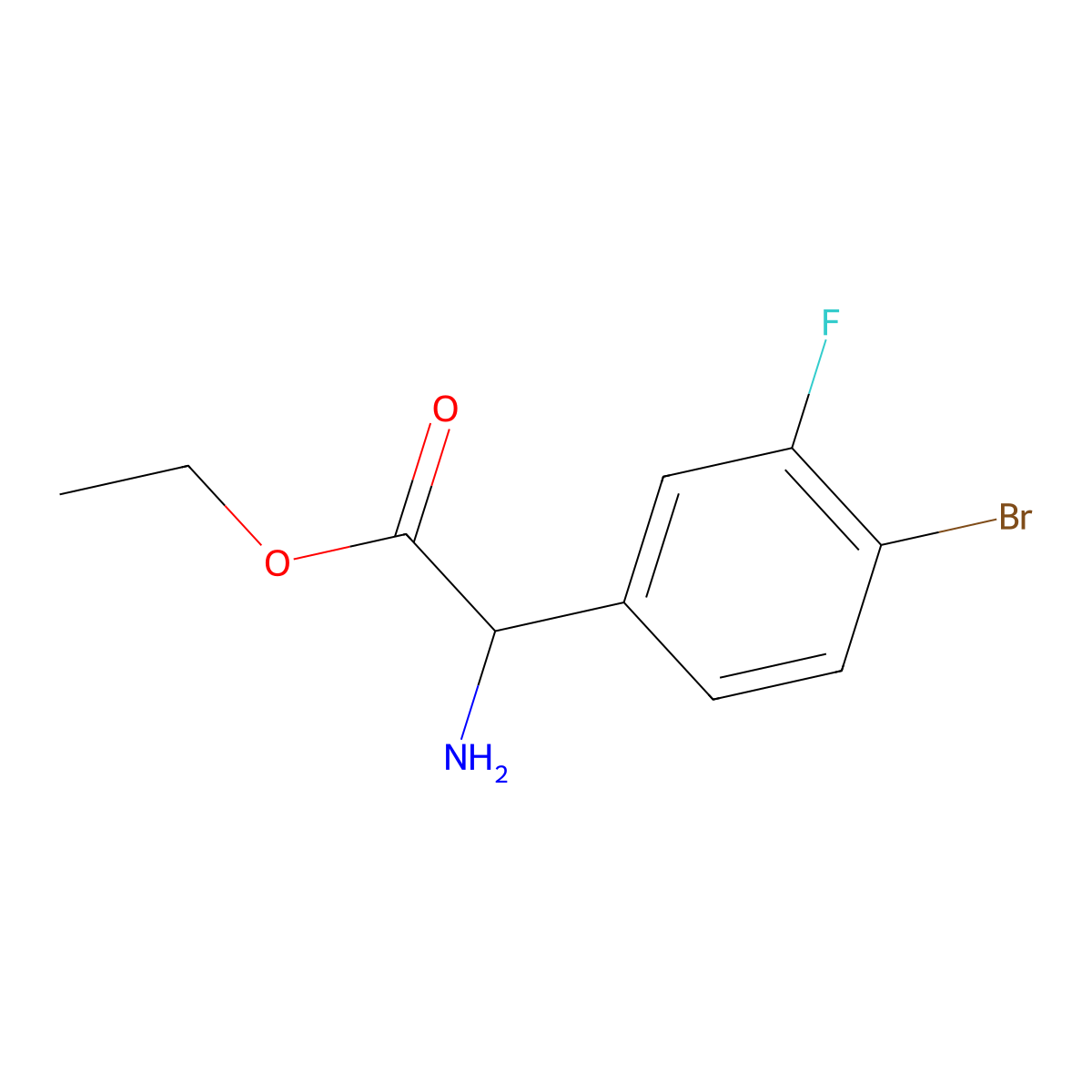 Ethyl 2-amino-2-(4-bromo-3-fluorophenyl)acetate molecular structure, CAS 1511625-72-1
