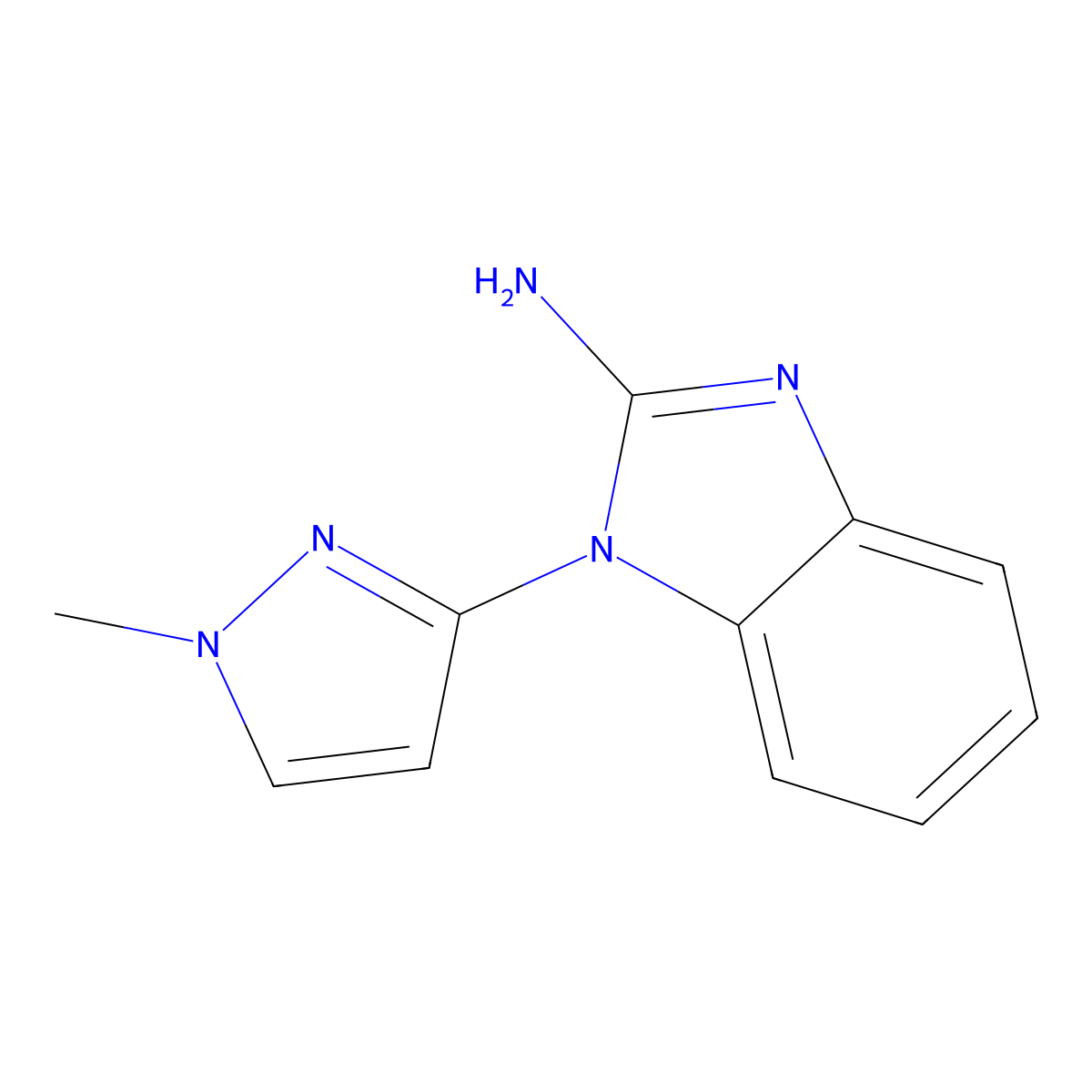 1-(1-methyl-1H-pyrazol-3-yl)-1H-1,3-benzodiazol-2-amine molecular structure, CAS 1511629-06-3