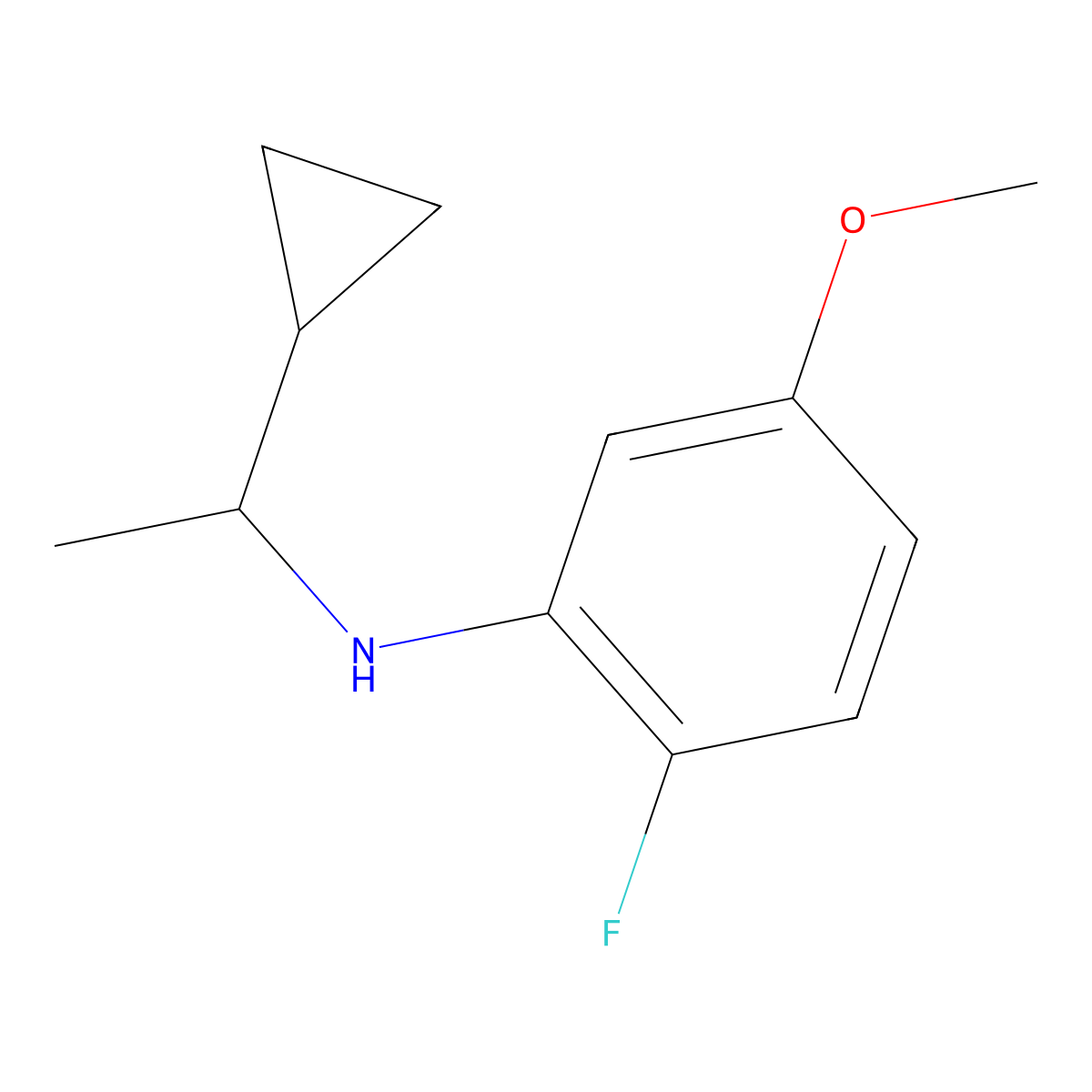 N-(1-Cyclopropylethyl)-2-fluoro-5-methoxyaniline molecular structure, CAS 1511636-22-8