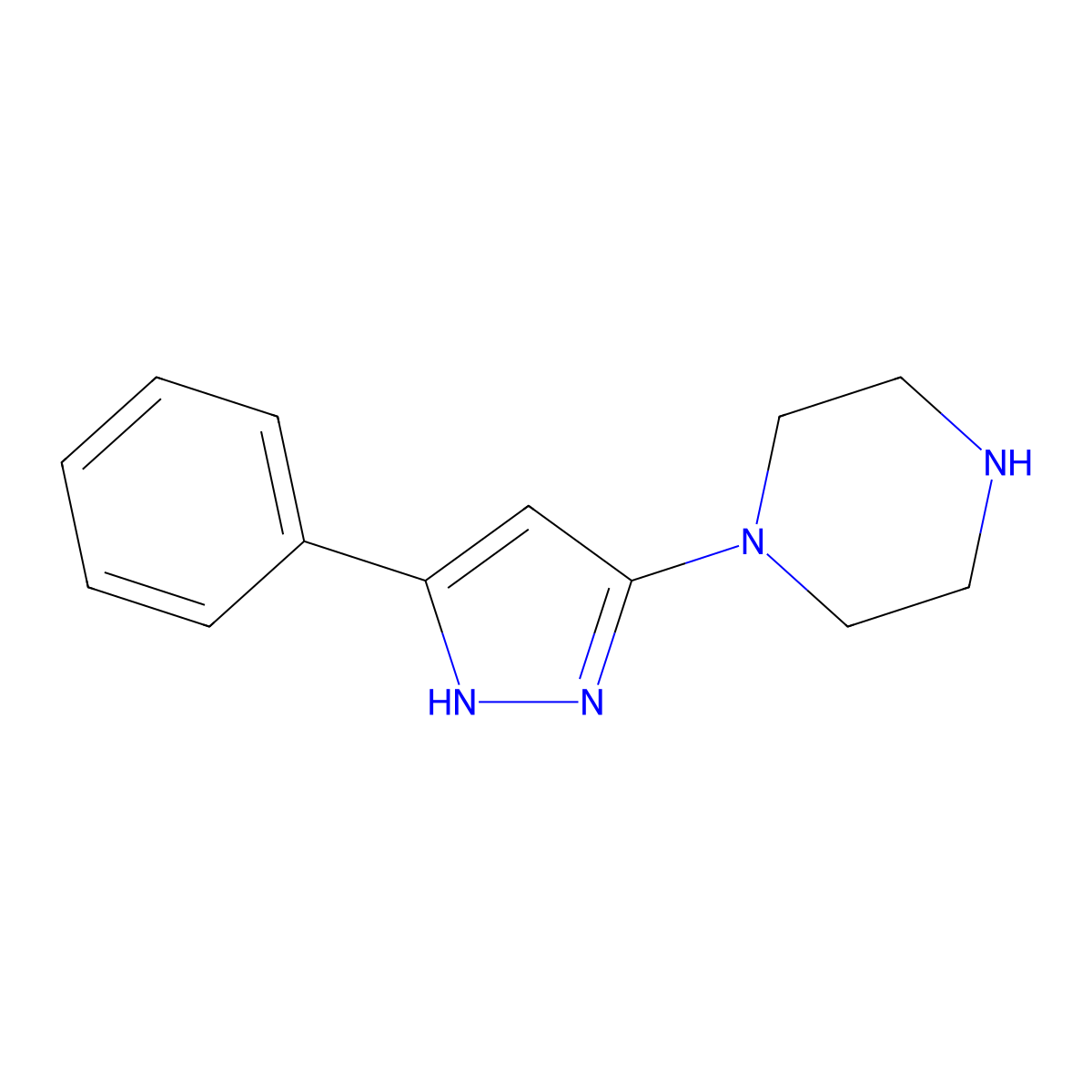 1-(3-phenyl-1H-pyrazol-5-yl)piperazine molecular structure, CAS 1511646-96-0