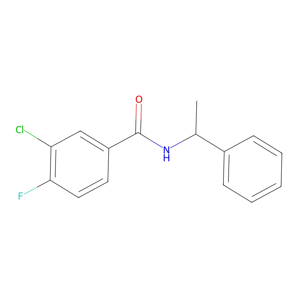 3-Chloro-4-fluoro-N-(1-phenylethyl)benzamide molecular structure, CAS 1511650-21-7