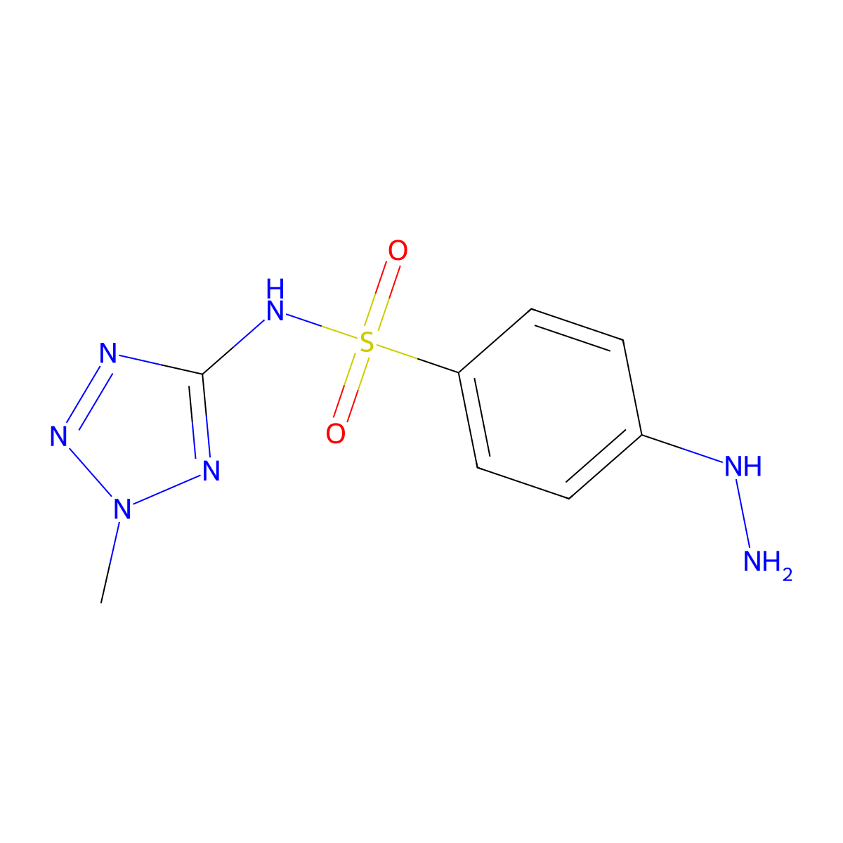 4-hydrazinyl-N-(2-methyl-2H-1,2,3,4-tetrazol-5-yl)benzene-1-sulfonamide molecular structure, CAS 1511660-31-3