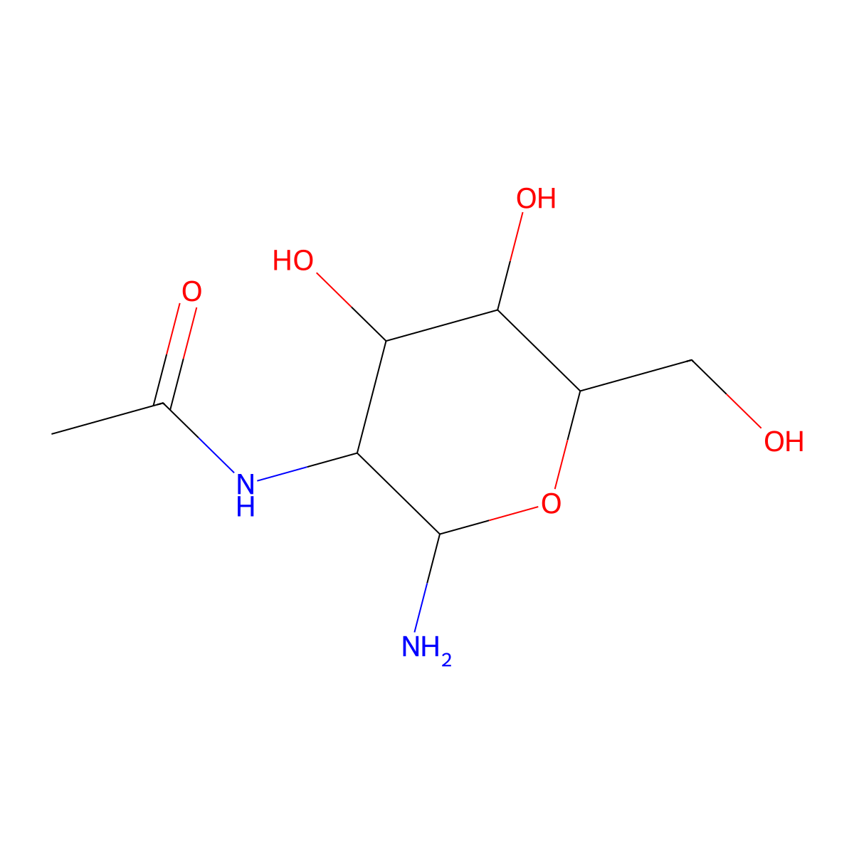 N-[2-amino-4,5-dihydroxy-6-(hydroxymethyl)tetrahydropyran-3-yl]acetamide molecular structure, CAS 151167-15-6