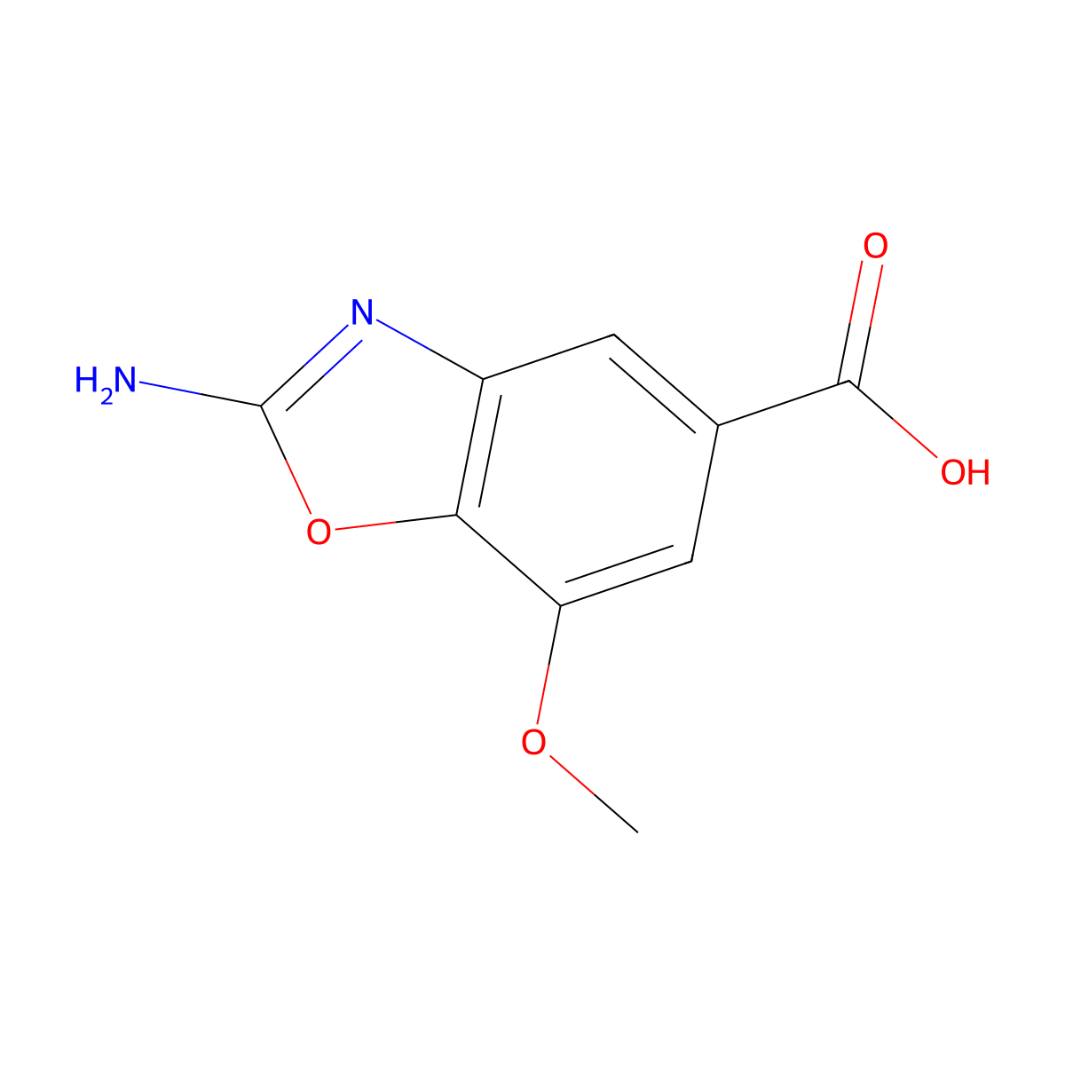 2-Amino-7-methoxy-1,3-benzoxazole-5-carboxylic acid molecular structure, CAS 1511676-97-3
