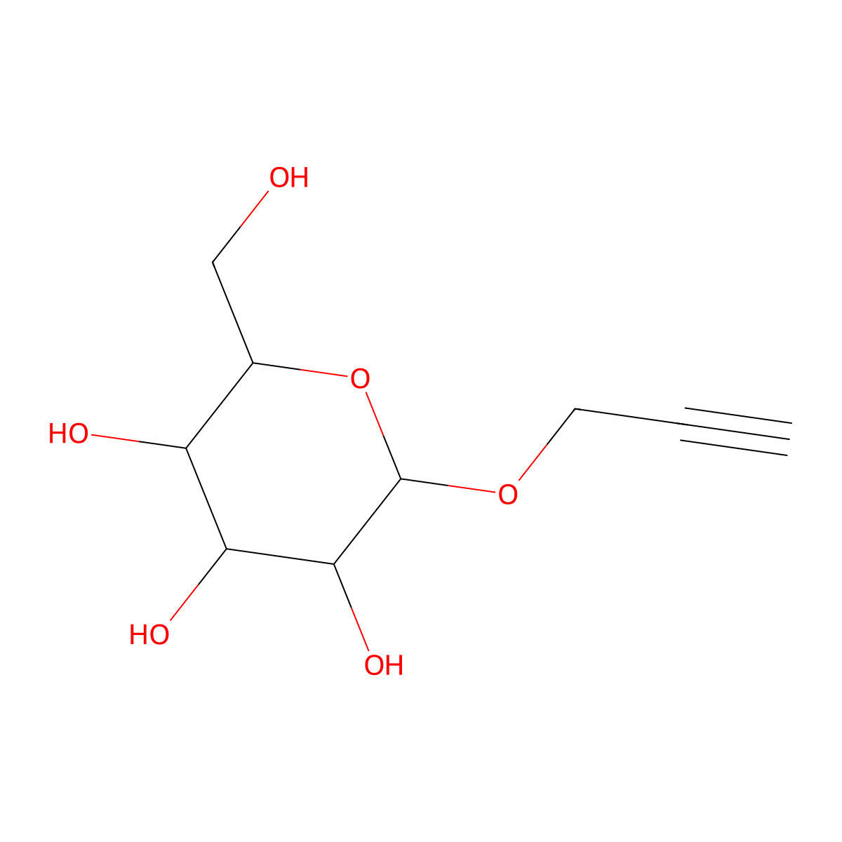 Propargyl a-D-glucopyranoside molecular structure, CAS 151168-60-4