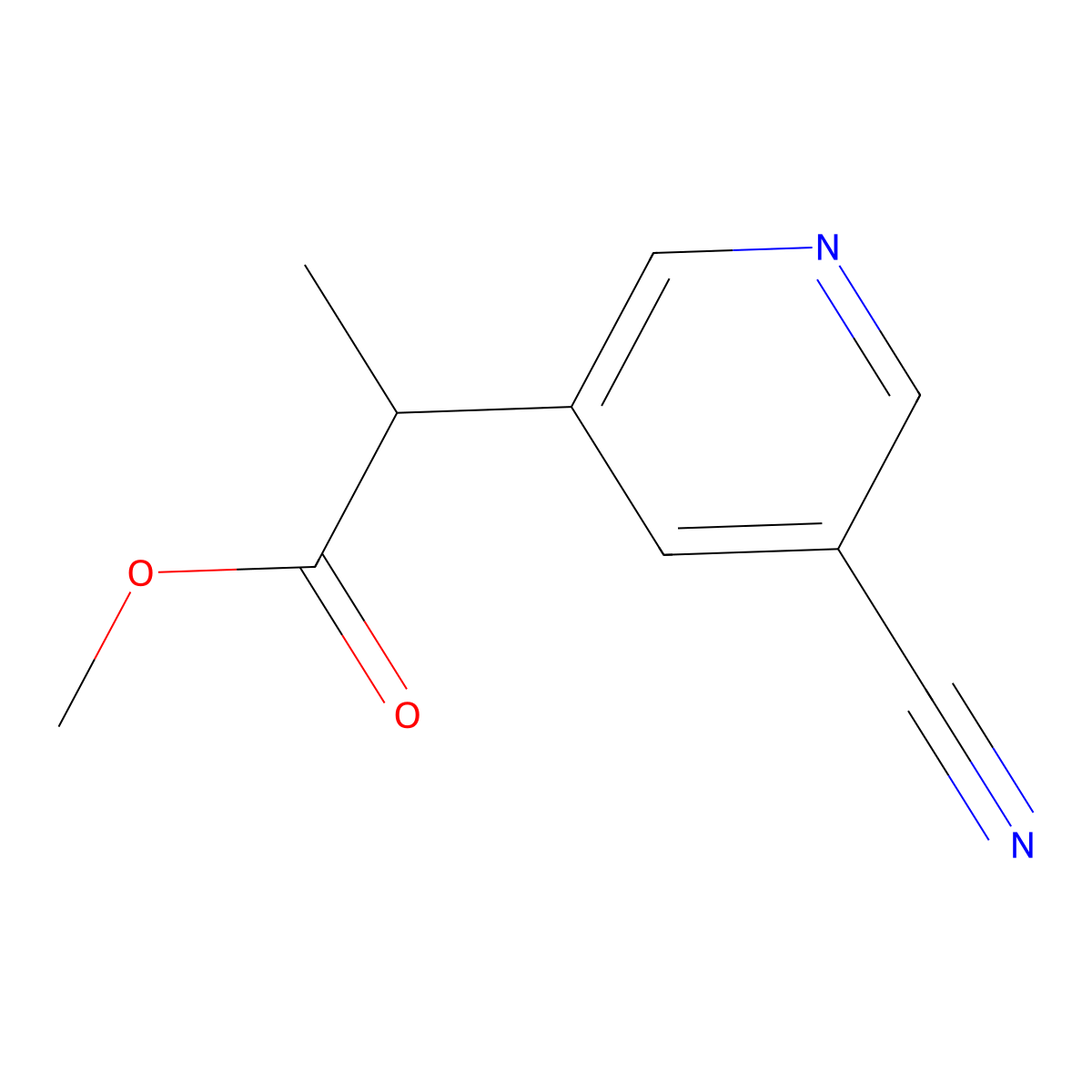 Methyl 2-(5-cyanopyridin-3-yl)propanoate molecular structure, CAS 1511682-09-9
