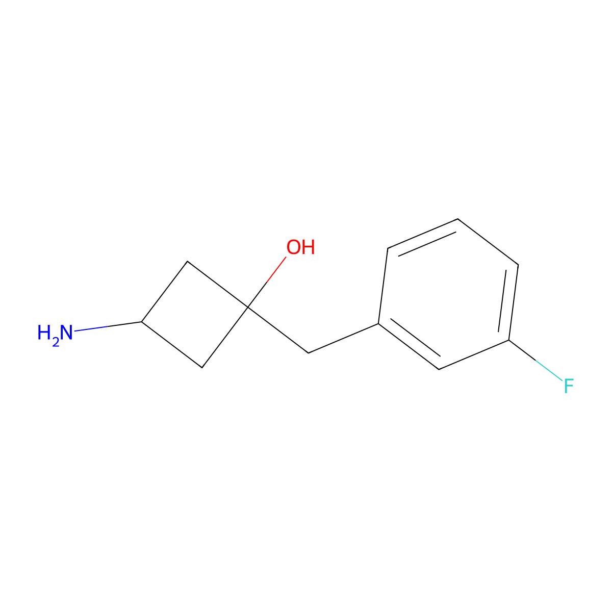 3-Amino-1-[(3-fluorophenyl)methyl]cyclobutan-1-ol molecular structure, CAS 1511700-51-8