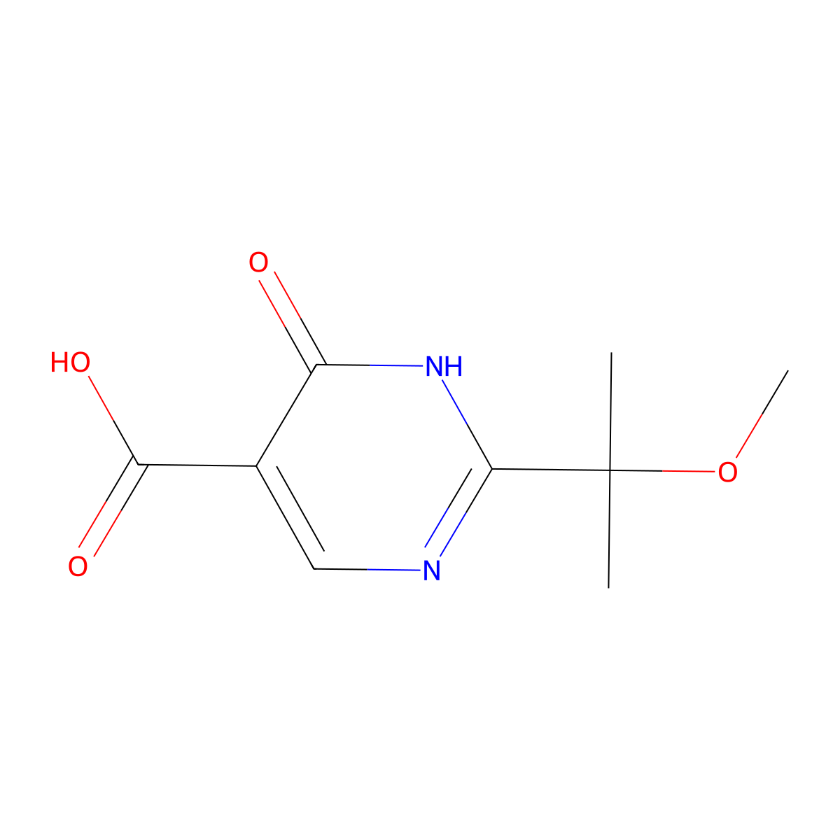 2-(2-Methoxypropan-2-yl)-6-oxo-1,6-dihydropyrimidine-5-carboxylic acid molecular structure, CAS 1511704-34-9