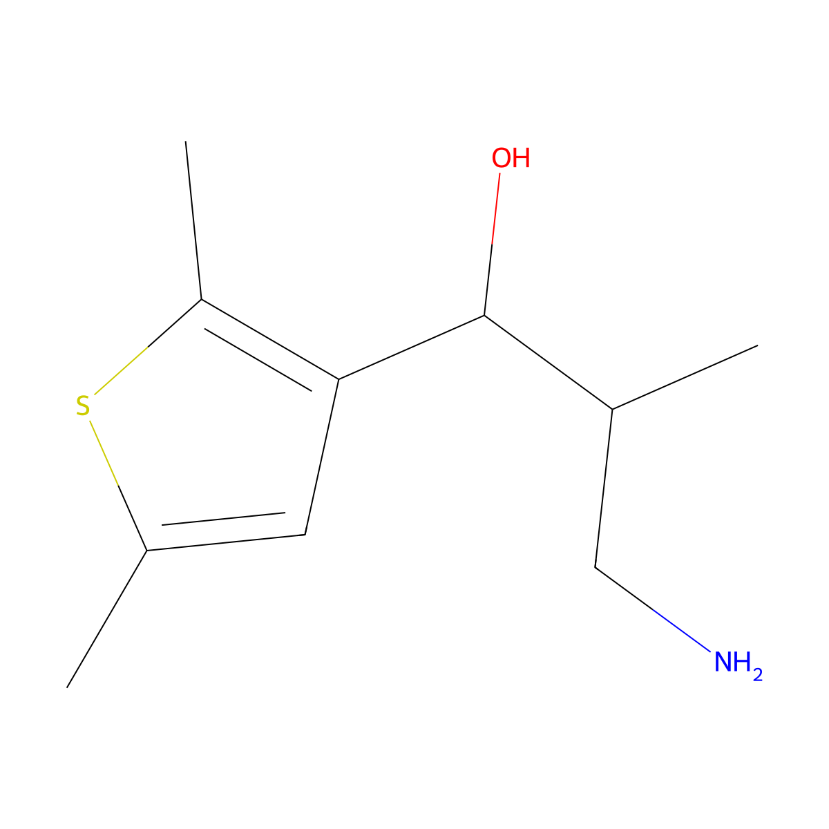 3-Amino-1-(2,5-dimethylthiophen-3-yl)-2-methylpropan-1-ol molecular structure, CAS 1511713-52-2