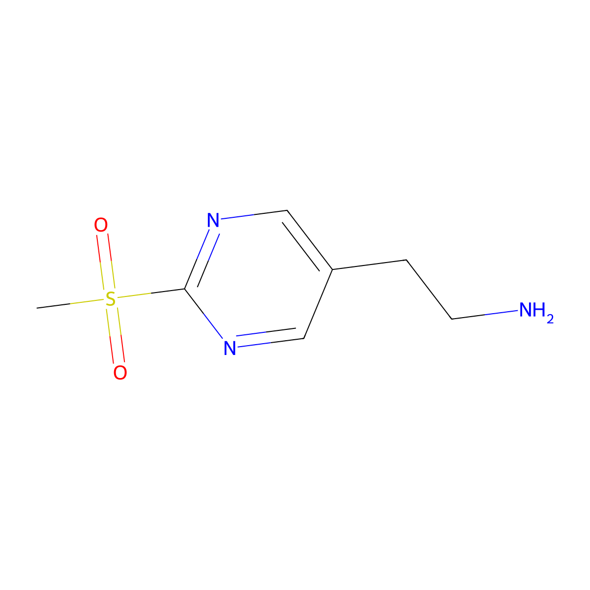2-(2-Methanesulfonylpyrimidin-5-yl)ethan-1-amine molecular structure, CAS 1511721-67-7