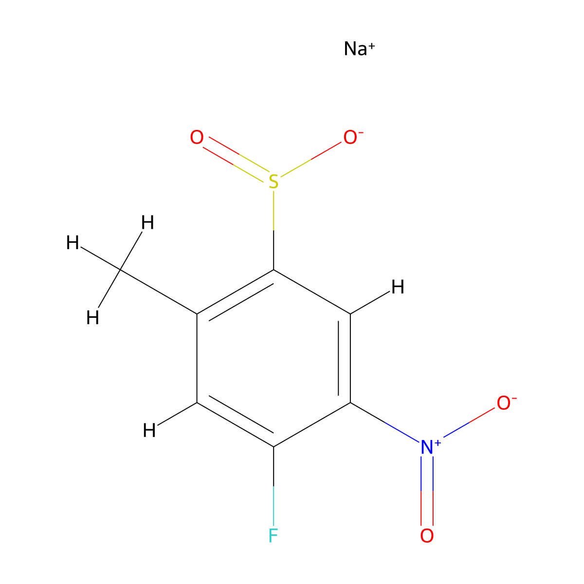 Sodium 4-fluoro-2-methyl-5-nitrobenzene-1-sulfinate molecular structure, CAS 1511751-25-9