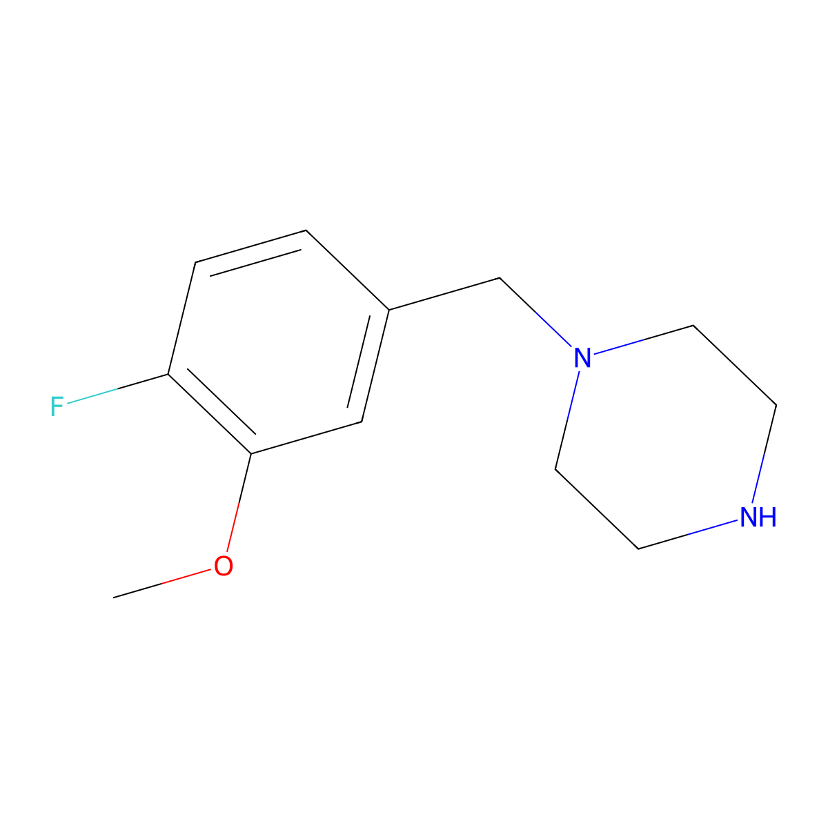 1-[(4-Fluoro-3-methoxyphenyl)methyl]piperazine molecular structure, CAS 1511759-26-4