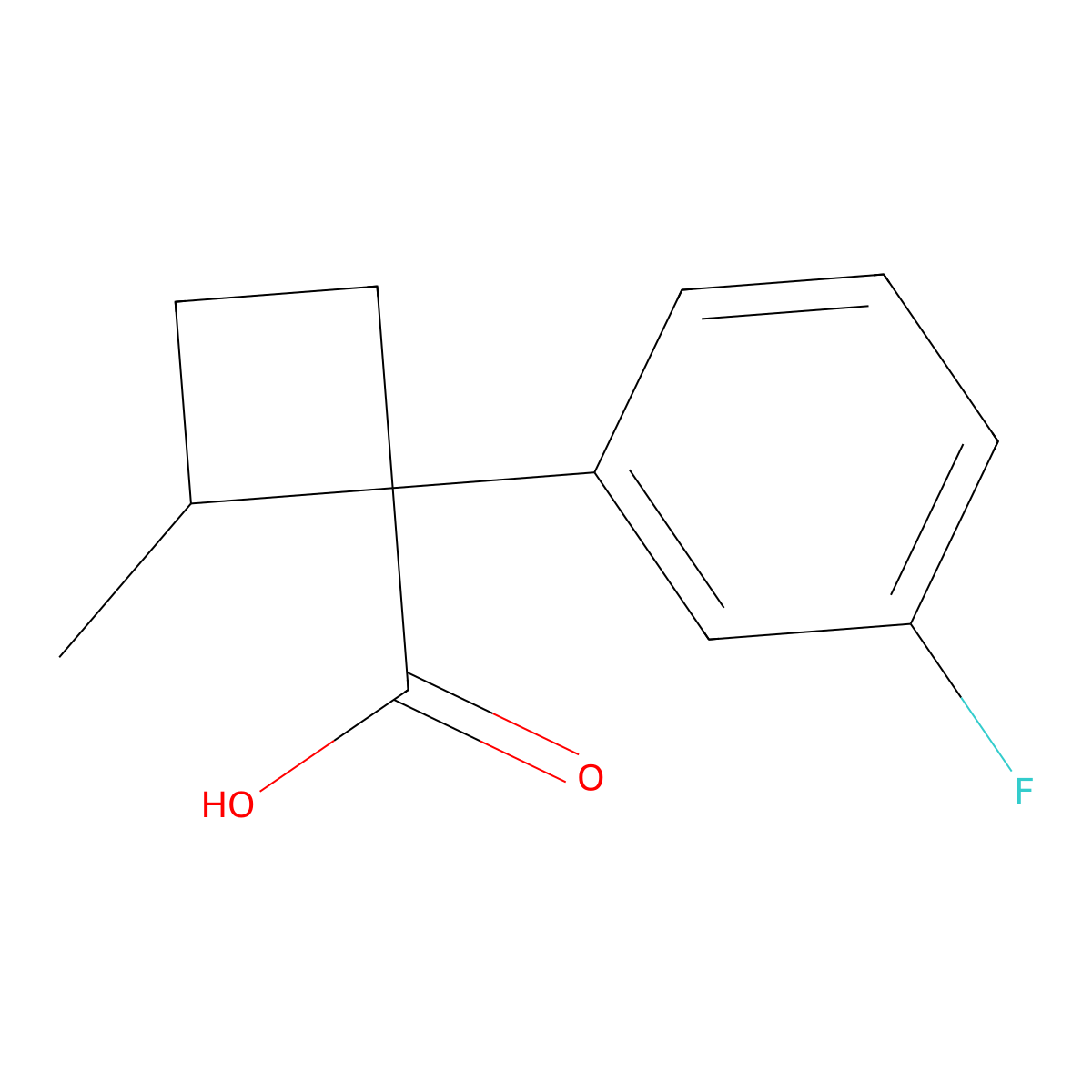 1-(3-Fluorophenyl)-2-methylcyclobutane-1-carboxylic acid molecular structure, CAS 1511788-69-4
