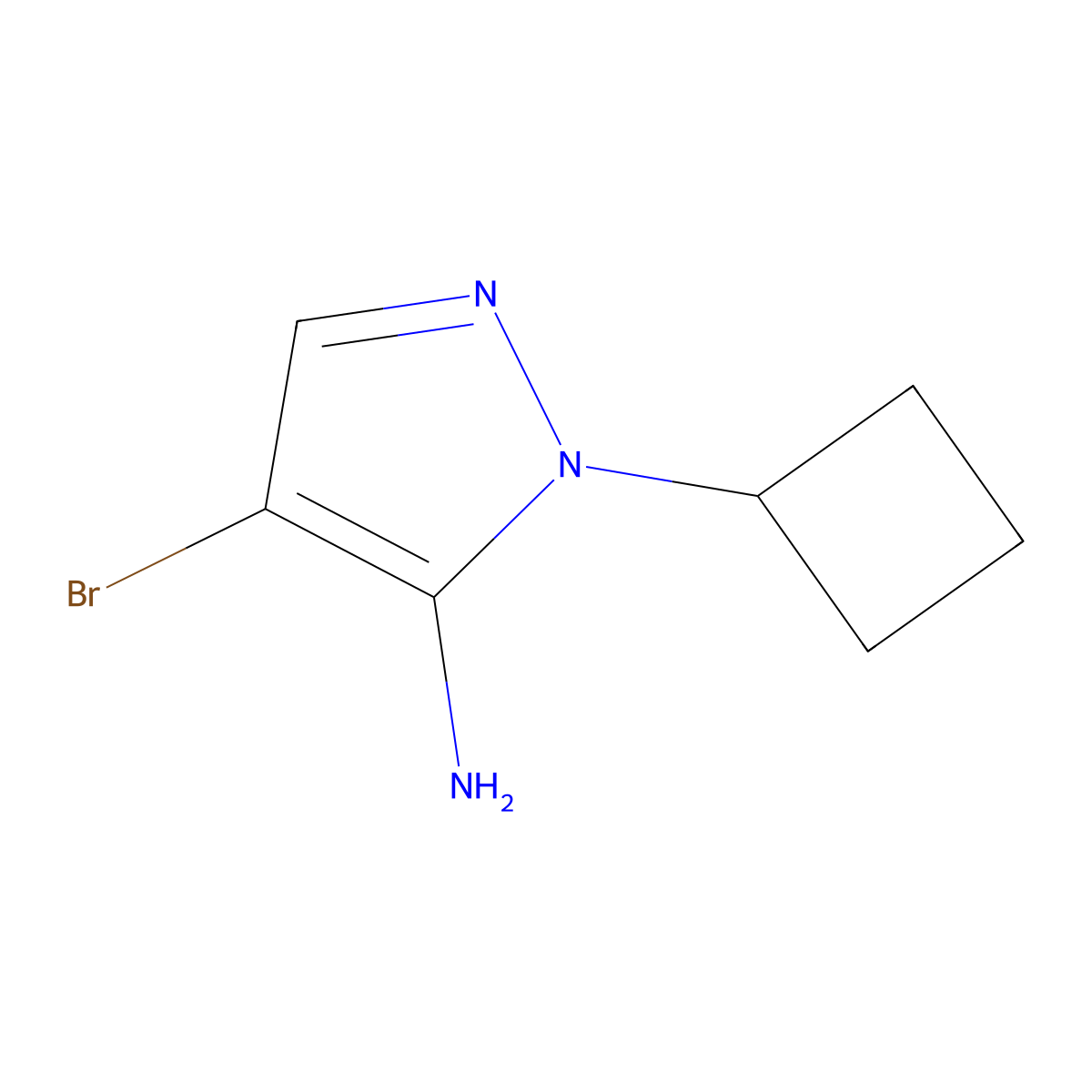 4-bromo-1-cyclobutyl-1H-pyrazol-5-amine molecular structure, CAS 1511789-19-7