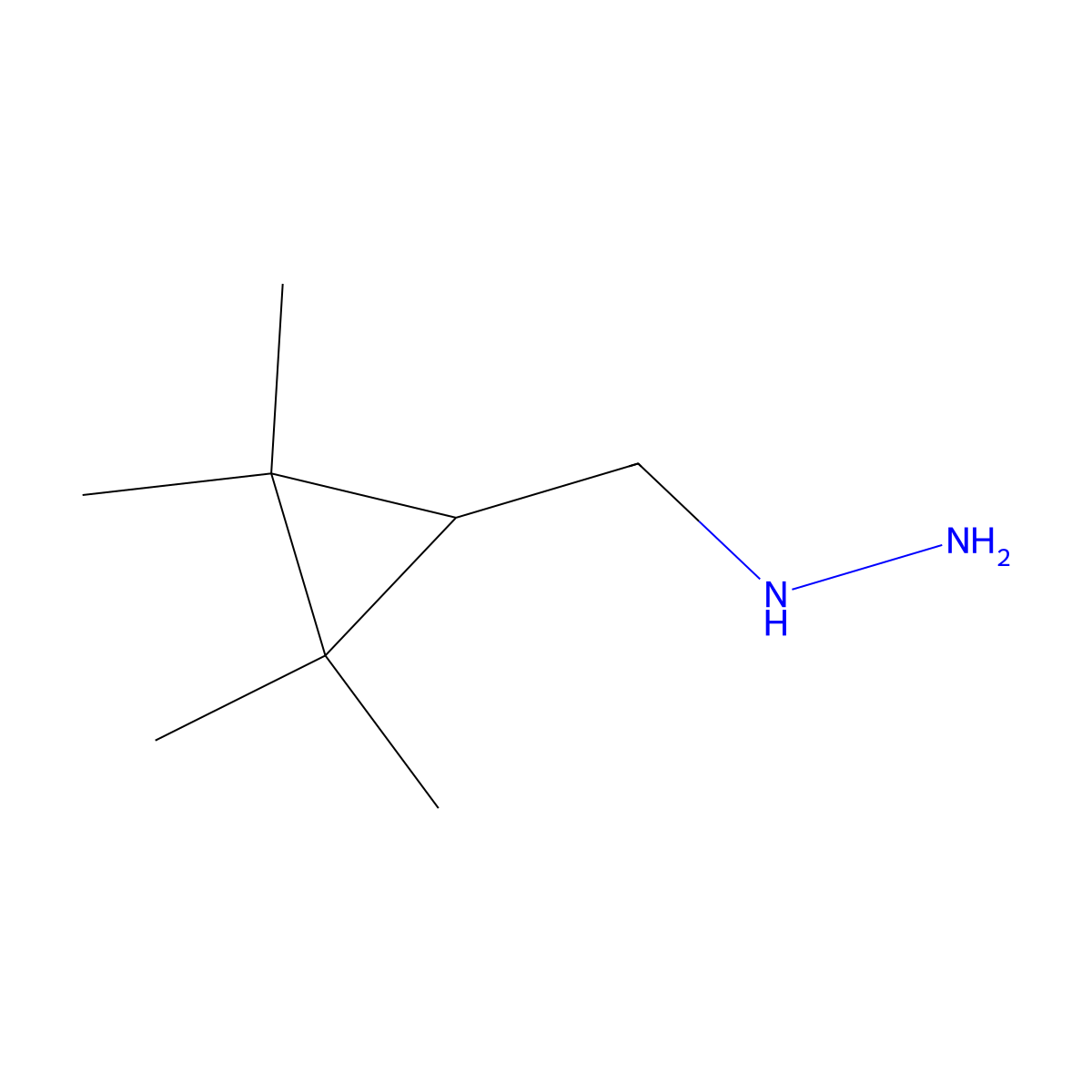 ((2,2,3,3-Tetramethylcyclopropyl)methyl)hydrazine molecular structure, CAS 1511792-95-2