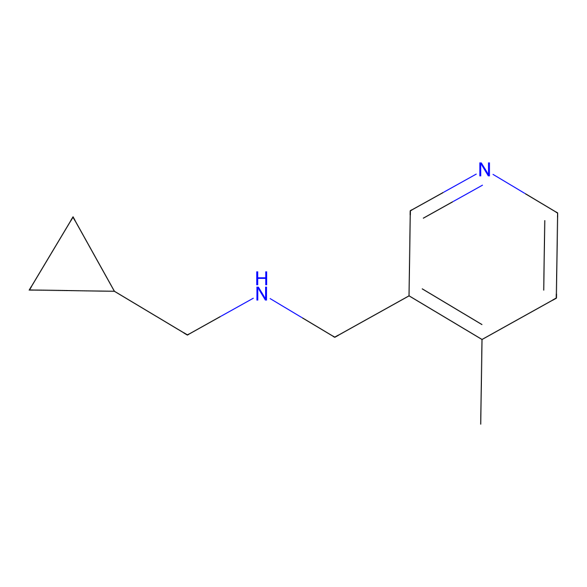 (Cyclopropylmethyl)[(4-methylpyridin-3-yl)methyl]amine molecular structure, CAS 1511795-83-7