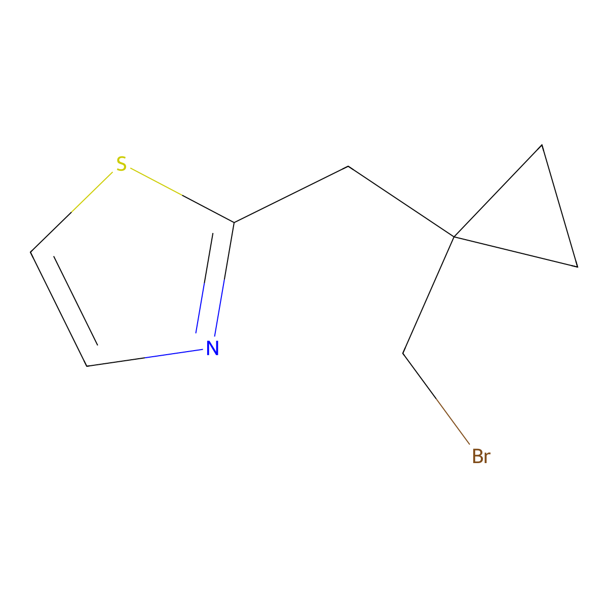 2-{[1-(Bromomethyl)cyclopropyl]methyl}-1,3-thiazole molecular structure, CAS 1511798-42-7