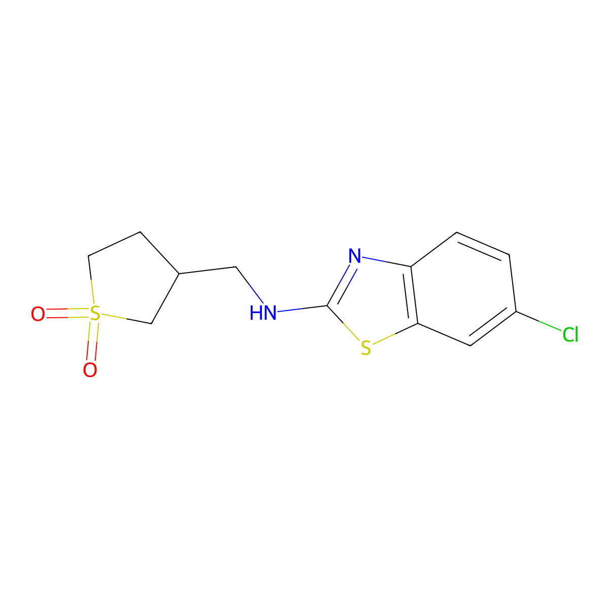3-{[(6-Chloro-1,3-benzothiazol-2-yl)amino]methyl}-1lambda-thiolane-1,1-dione molecular structure, CAS 1511808-56-2