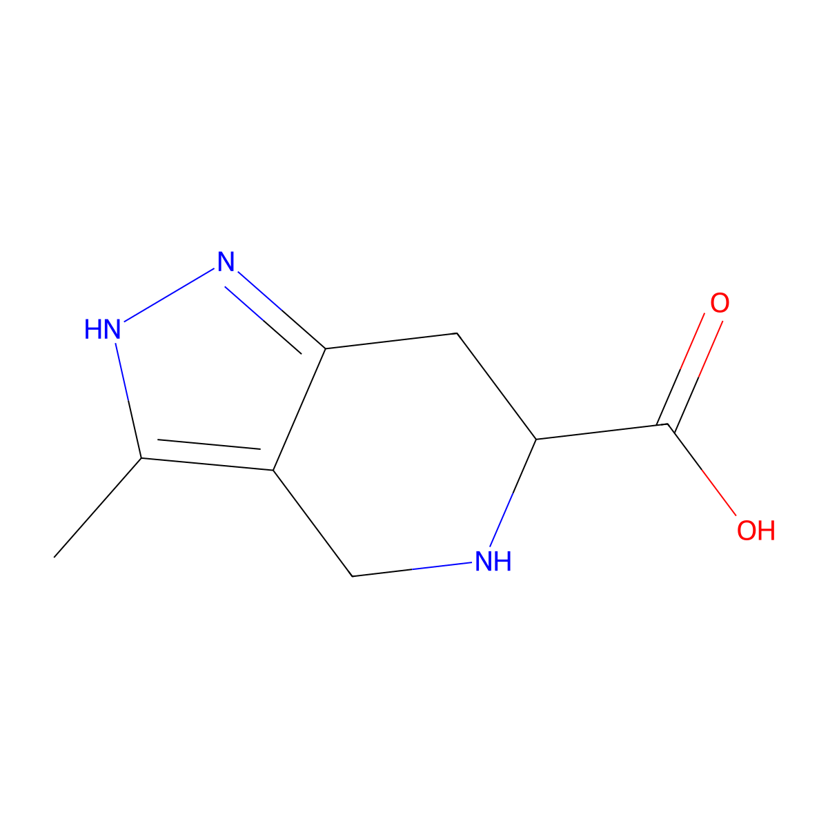 3-methyl-2H,4H,5H,6H,7H-pyrazolo[4,3-c]pyridine-6-carboxylic acid molecular structure, CAS 1511827-05-6
