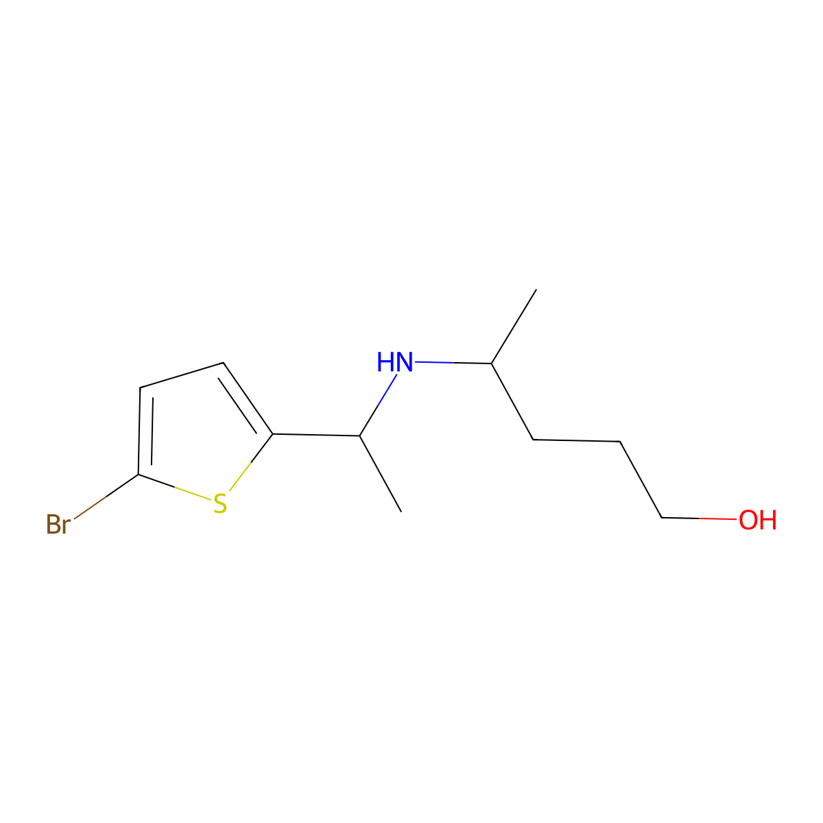 4-{[1-(5-Bromothiophen-2-yl)ethyl]amino}pentan-1-ol molecular structure, CAS 1511838-98-4
