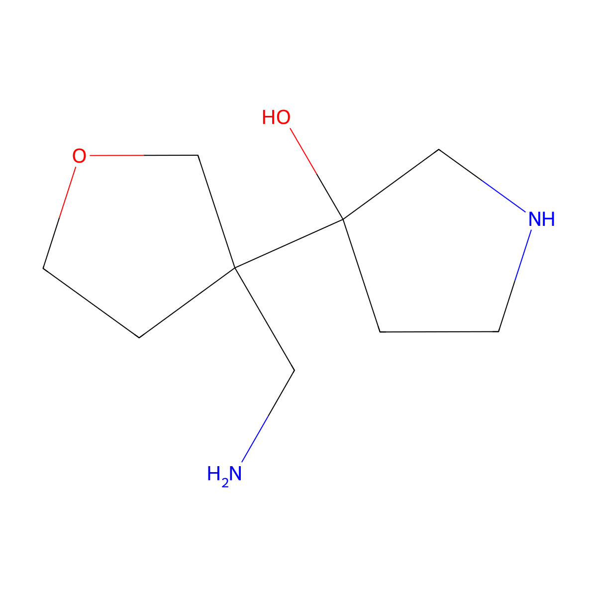 3-[3-(Aminomethyl)oxolan-3-yl]pyrrolidin-3-ol molecular structure, CAS 1511840-86-0