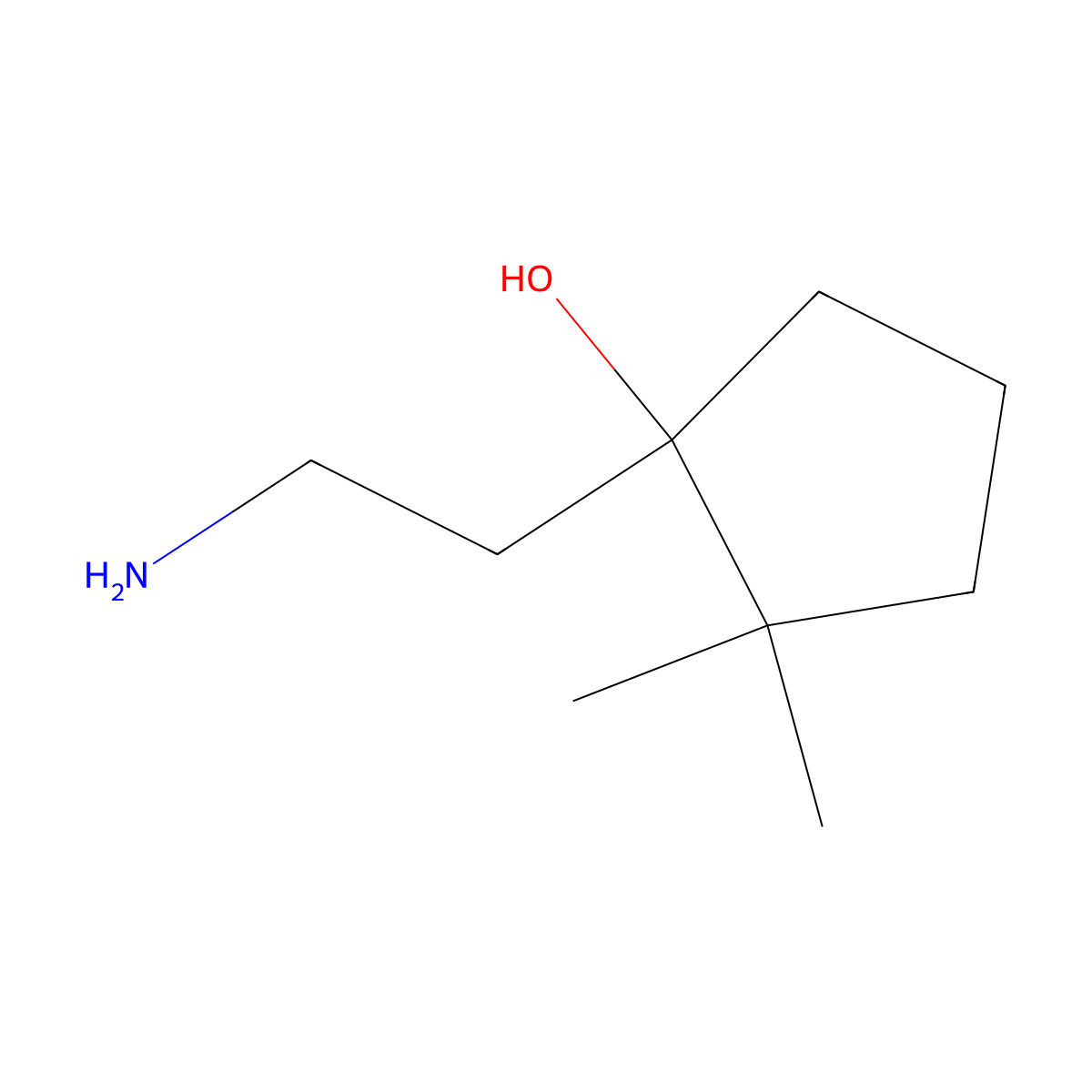 1-(2-Aminoethyl)-2,2-dimethylcyclopentan-1-OL molecular structure, CAS 1511845-72-9