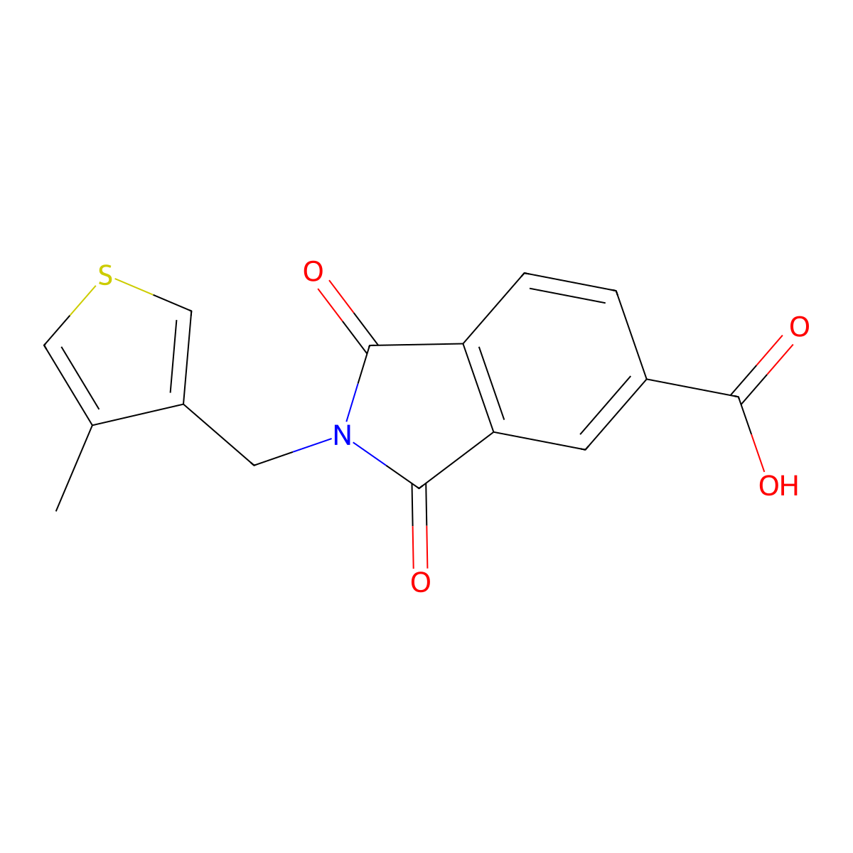 2-[(4-methylthiophen-3-yl)methyl]-1,3-dioxo-2,3-dihydro-1H-isoindole-5-carboxylic acid molecular structure, CAS 1511848-76-2