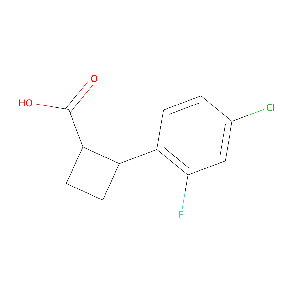 2-(4-Chloro-2-fluorophenyl)cyclobutane-1-carboxylic acid molecular structure, CAS 1511861-89-4