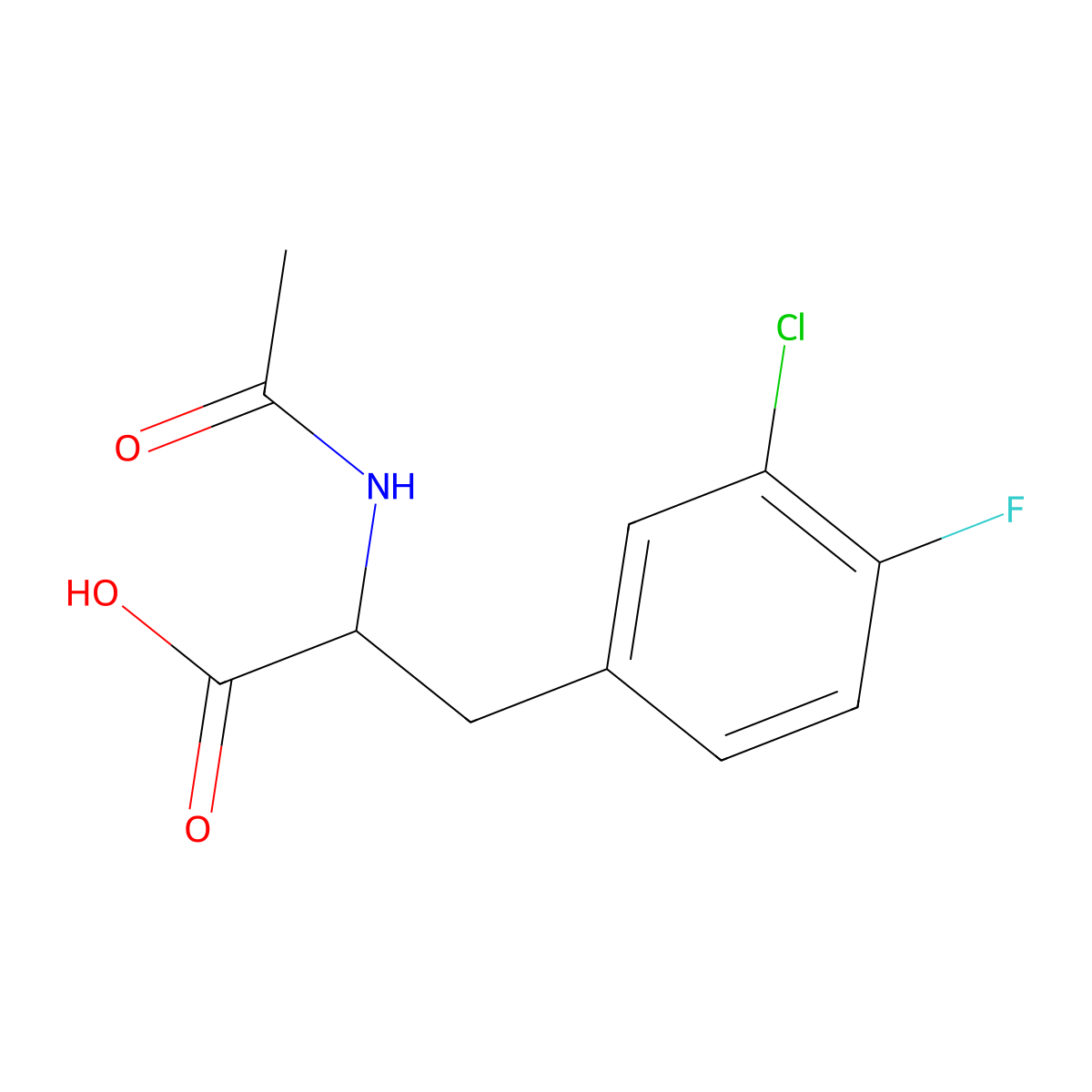 3-(3-Chloro-4-fluorophenyl)-2-acetamidopropanoic acid molecular structure, CAS 1511886-72-8
