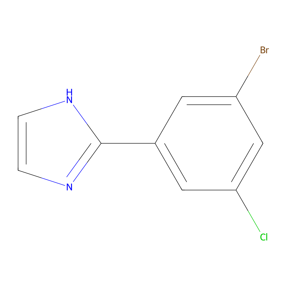 2-(3-bromo-5-chlorophenyl)-1H-imidazole molecular structure, CAS 1511918-27-6