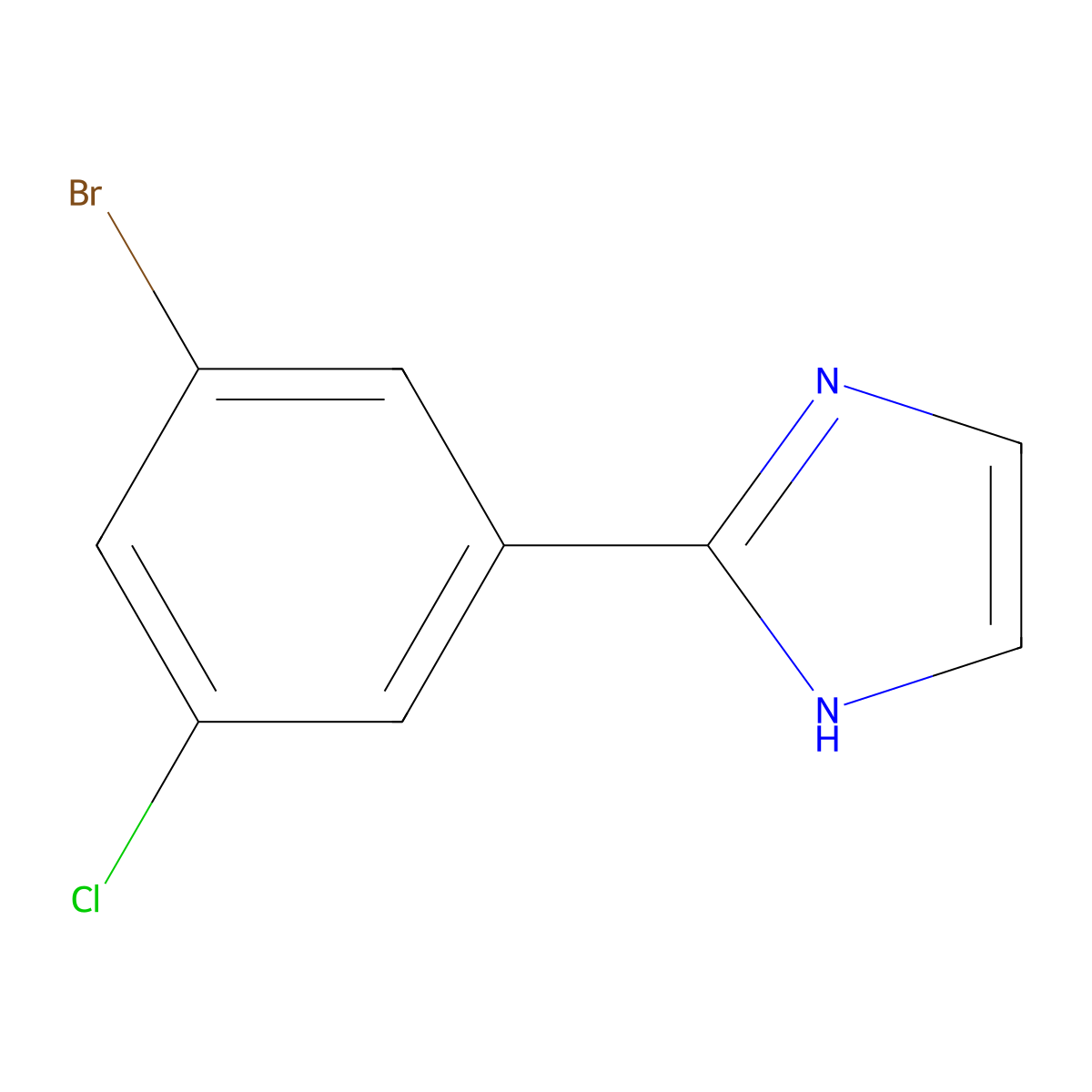 2-(3-bromo-5-chlorophenyl)-1H-imidazole molecular structure, CAS 1511918-27-6