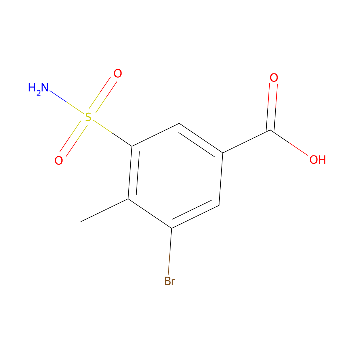 3-Bromo-4-methyl-5-sulfamoylbenzoic acid molecular structure, CAS 1511927-12-0
