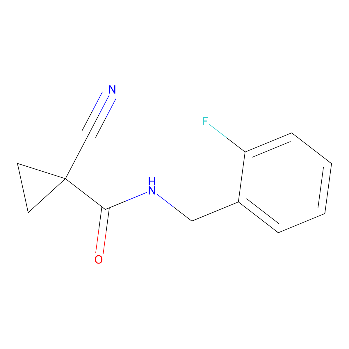 1-cyano-N-[(2-fluorophenyl)methyl]cyclopropane-1-carboxamide molecular structure, CAS 1511939-66-4