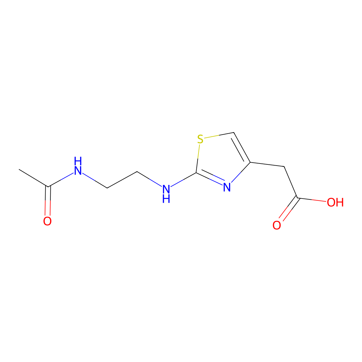 2-{2-[(2-Acetamidoethyl)amino]-1,3-thiazol-4-yl}acetic acid molecular structure, CAS 1511984-84-1