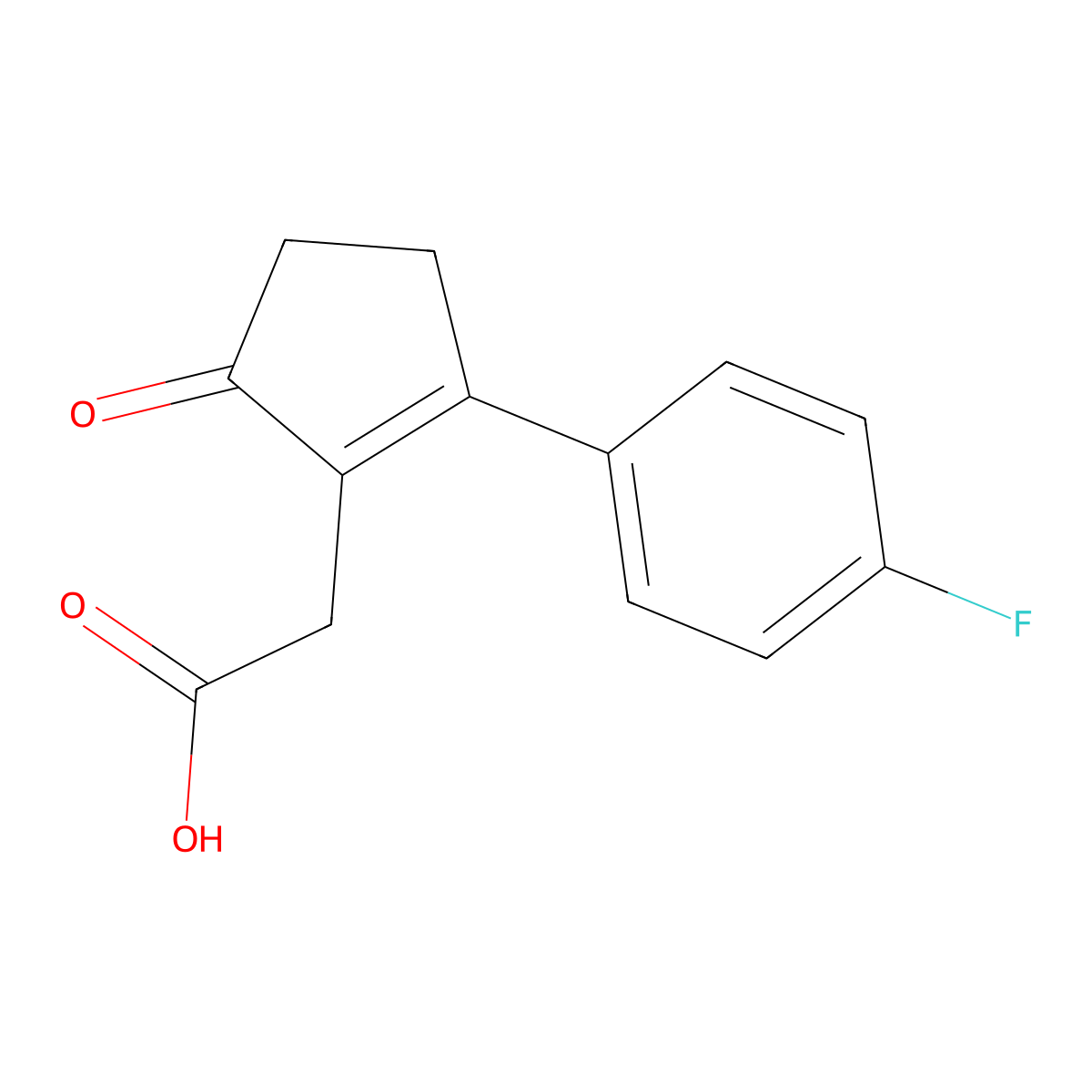 [2-(4-Fluoro-phenyl)-5-oxo-cyclopent-1-enyl]-acetic acid molecular structure, CAS 1512-53-4