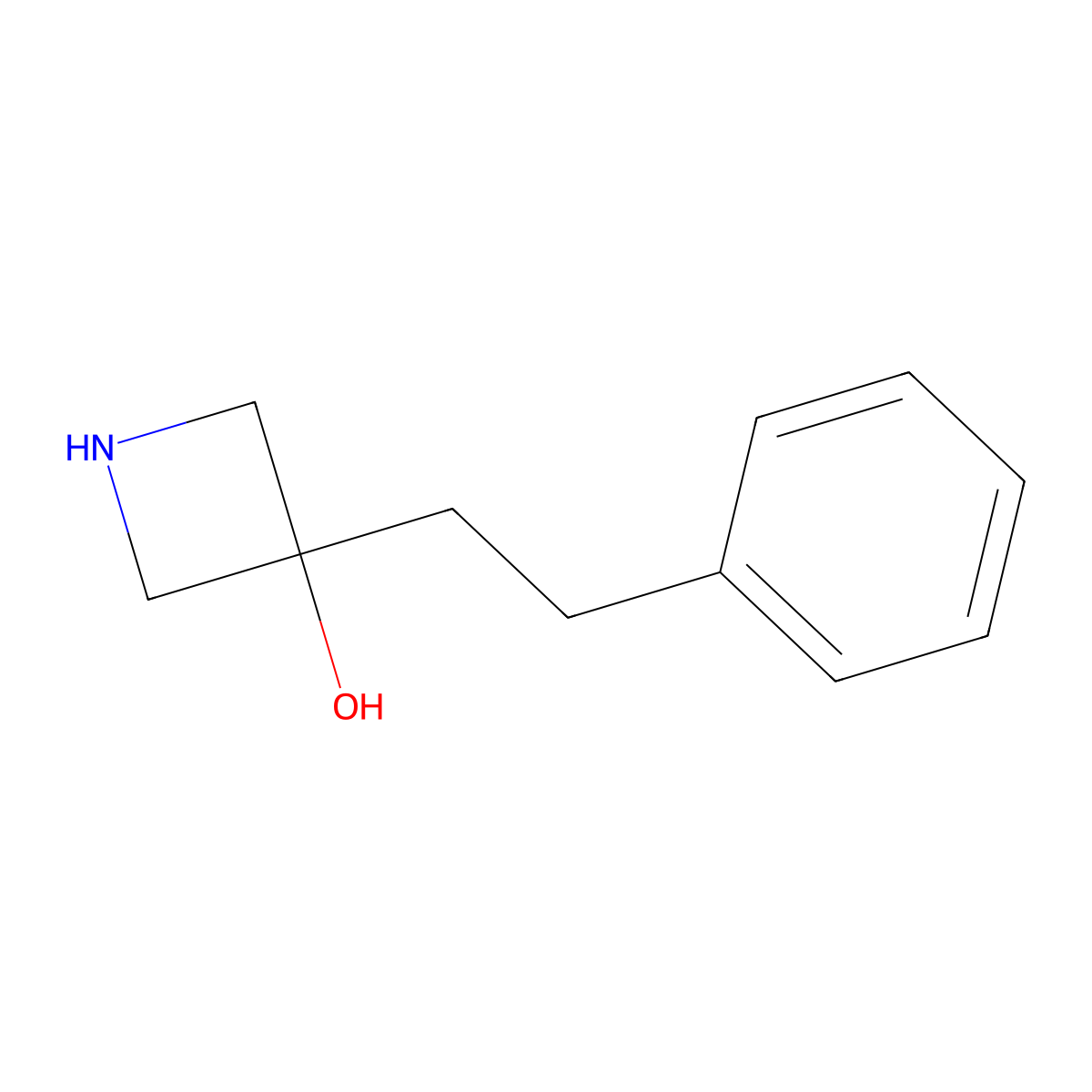 3-(2-Phenylethyl)azetidin-3-ol molecular structure, CAS 1512004-28-2