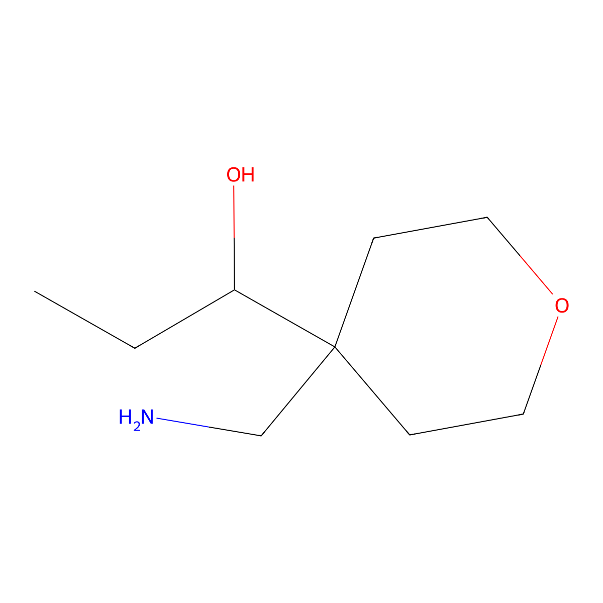 1-[4-(Aminomethyl)oxan-4-yl]propan-1-ol molecular structure, CAS 1512027-24-5