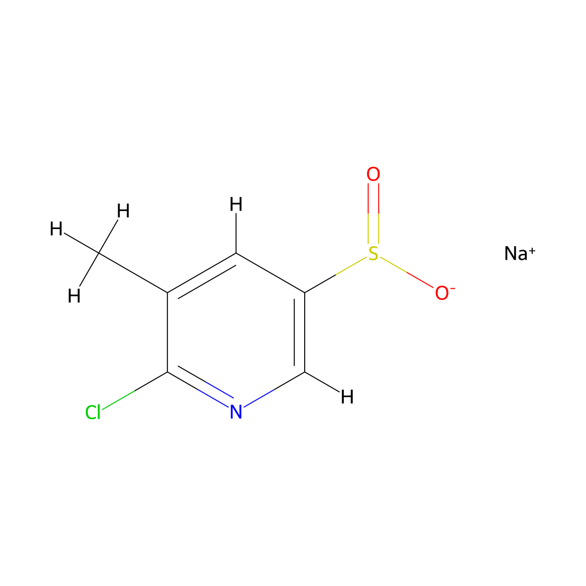 Sodium 6-chloro-5-methylpyridine-3-sulfinate molecular structure, CAS 1512027-32-5