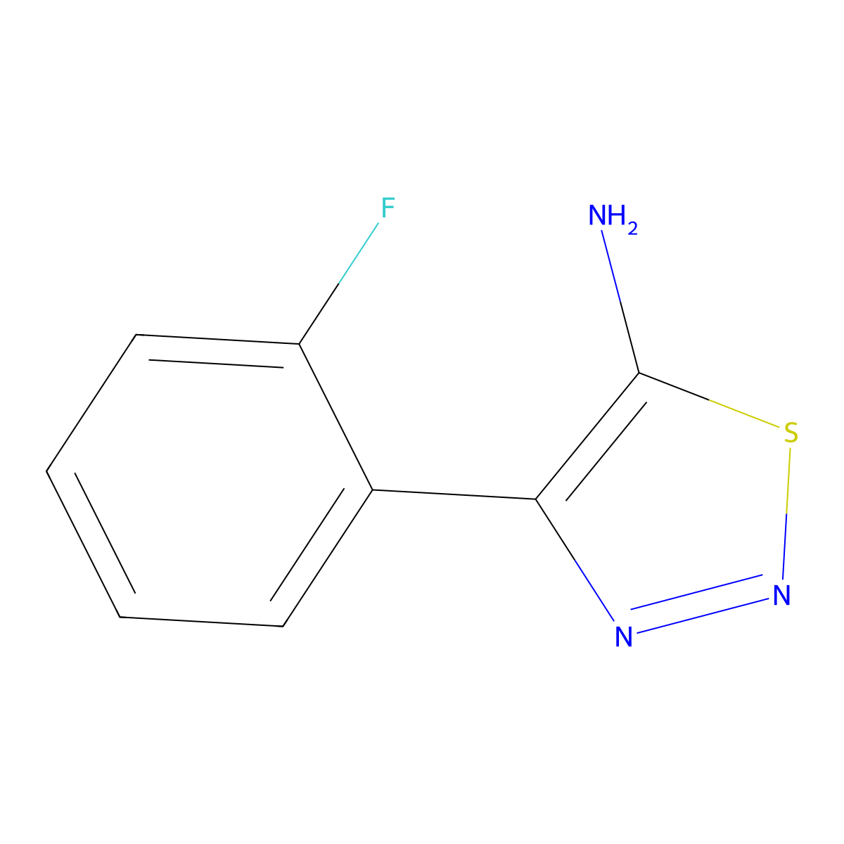4-(2-Fluorophenyl)-1,2,3-thiadiazol-5-amine molecular structure, CAS 1512034-53-5