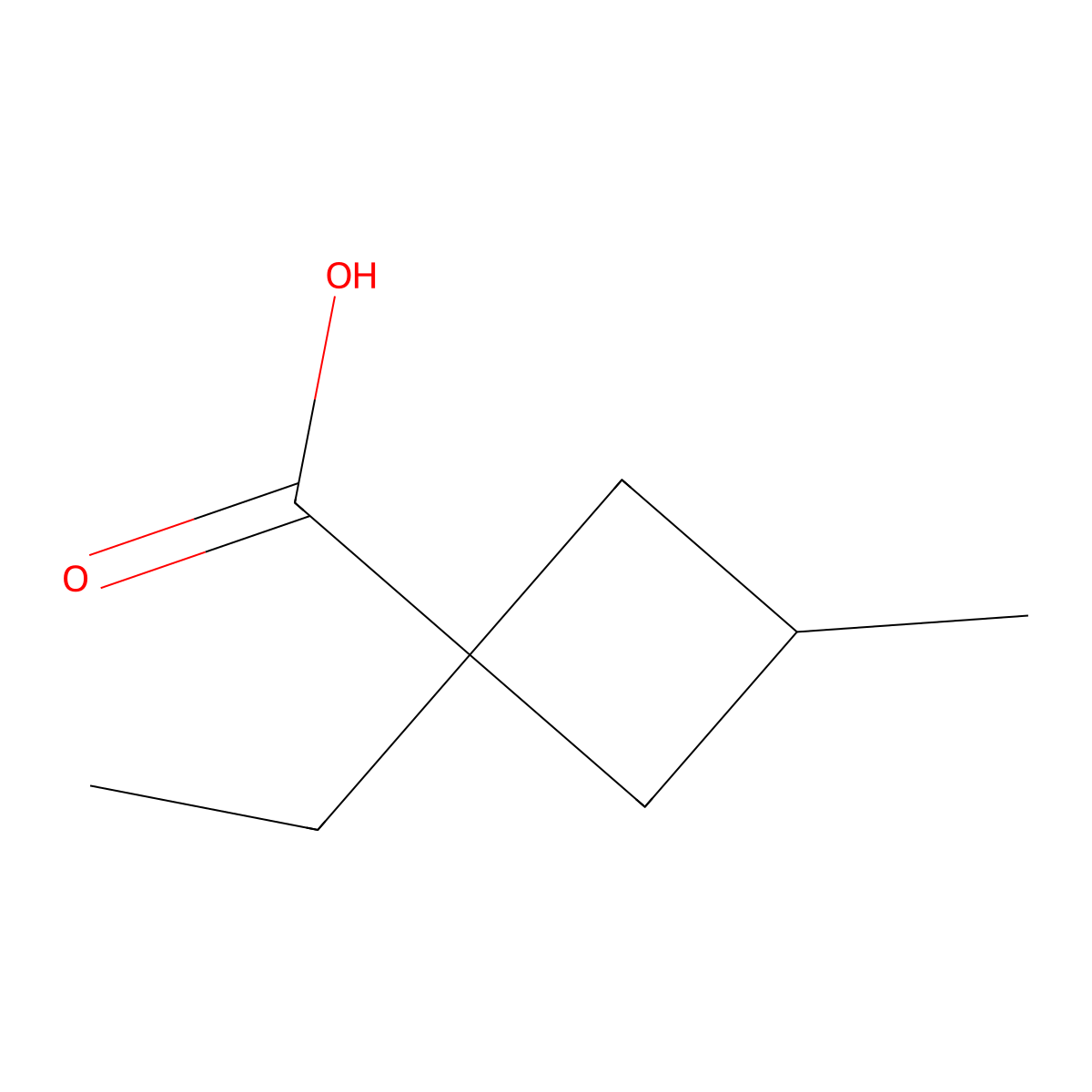 1-Ethyl-3-methylcyclobutane-1-carboxylic acid molecular structure, CAS 1512036-84-8