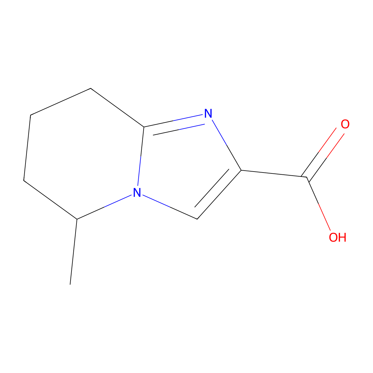 5-methyl-5H,6H,7H,8H-imidazo(1,2-a)pyridine-2-carboxylic acid molecular structure, CAS 1512040-56-0