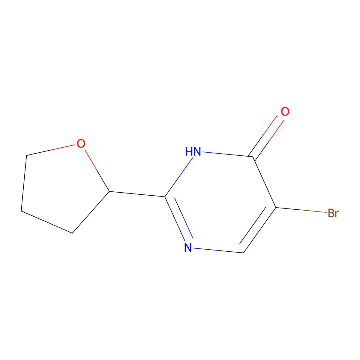 5-Bromo-2-(oxolan-2-yl)pyrimidin-4-ol molecular structure, CAS 1512042-00-0