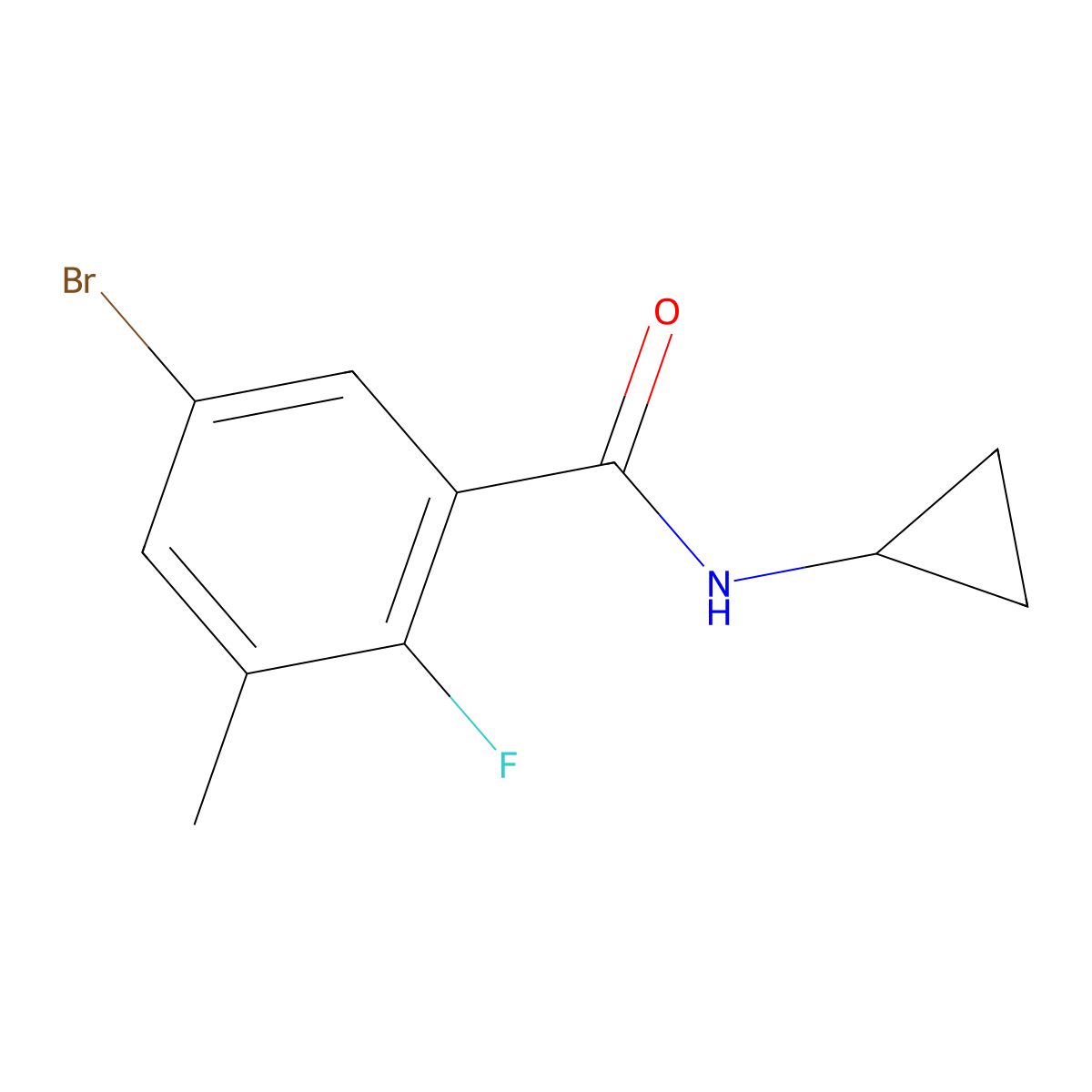 5-Bromo-N-cyclopropyl-2-fluoro-3-methylbenzamide molecular structure, CAS 1512044-54-0