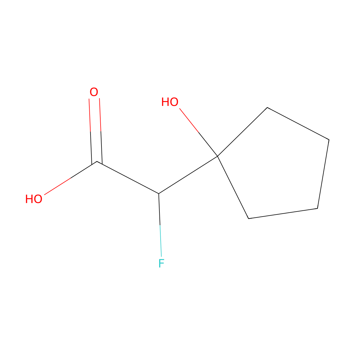 2-Fluoro-2-(1-hydroxycyclopentyl)acetic acid molecular structure, CAS 1512046-62-6