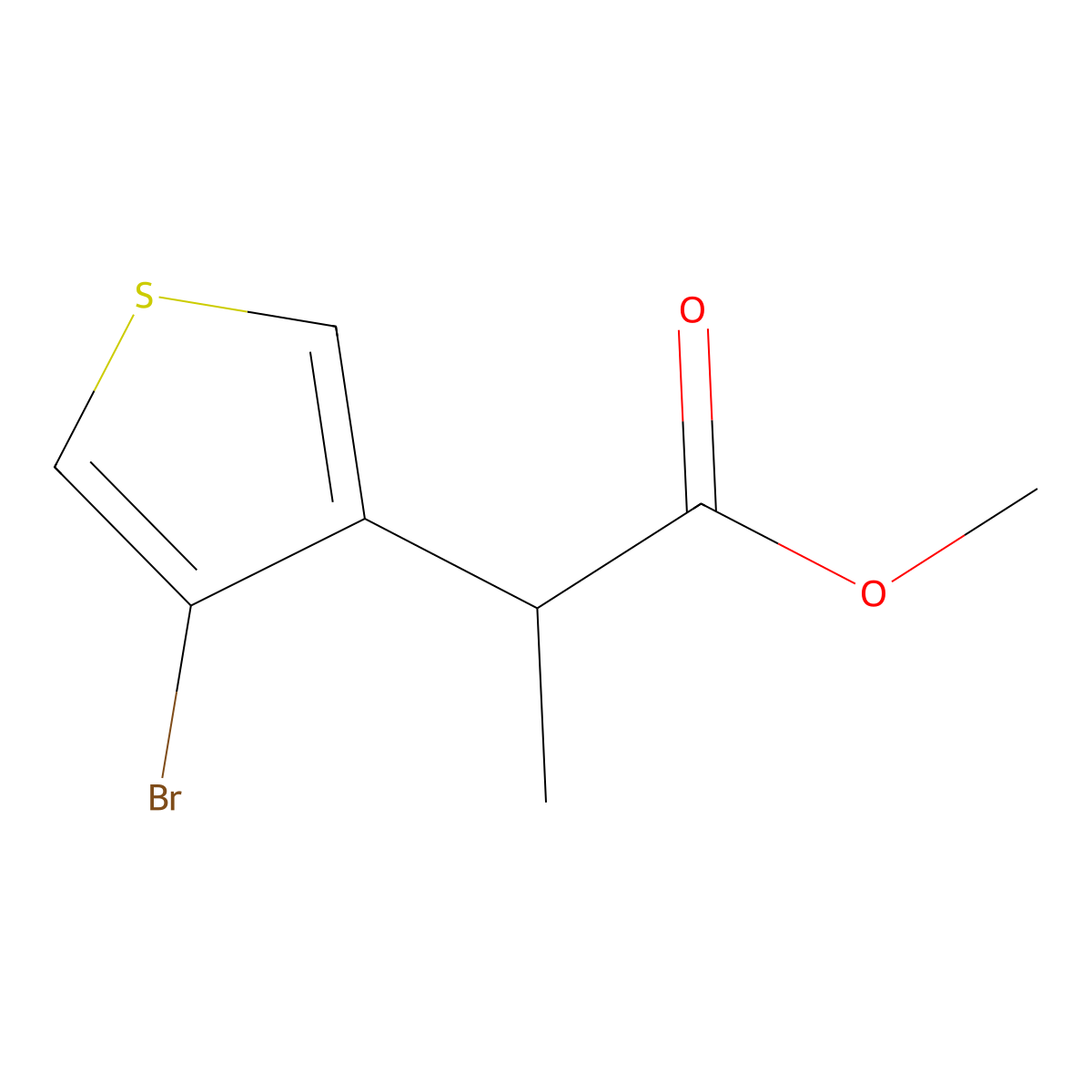 Methyl 2-(4-bromothiophen-3-YL)propanoate molecular structure, CAS 1512047-81-2