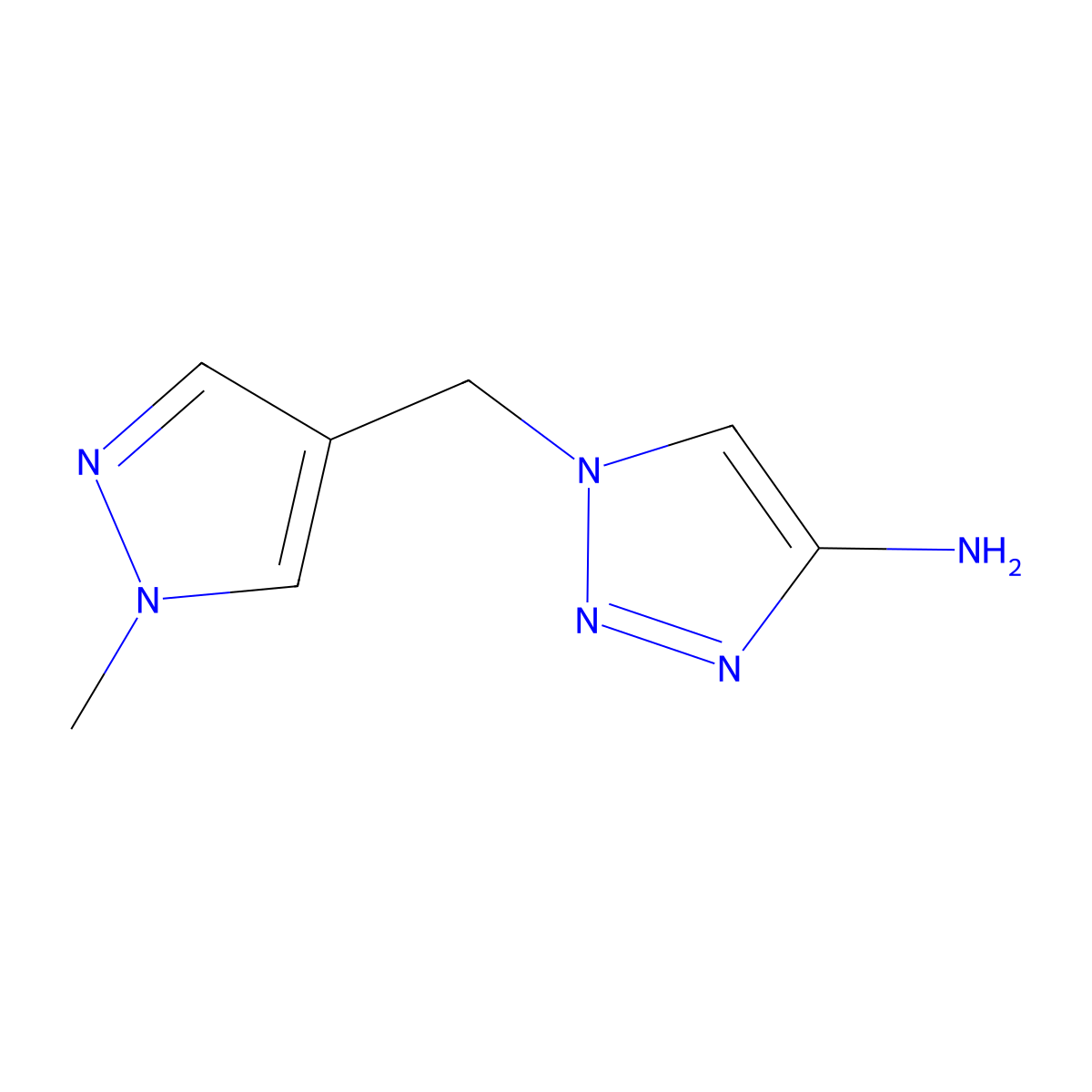 1-[(1-methyl-1H-pyrazol-4-yl)methyl]-1H-1,2,3-triazol-4-amine molecular structure, CAS 1512078-42-0