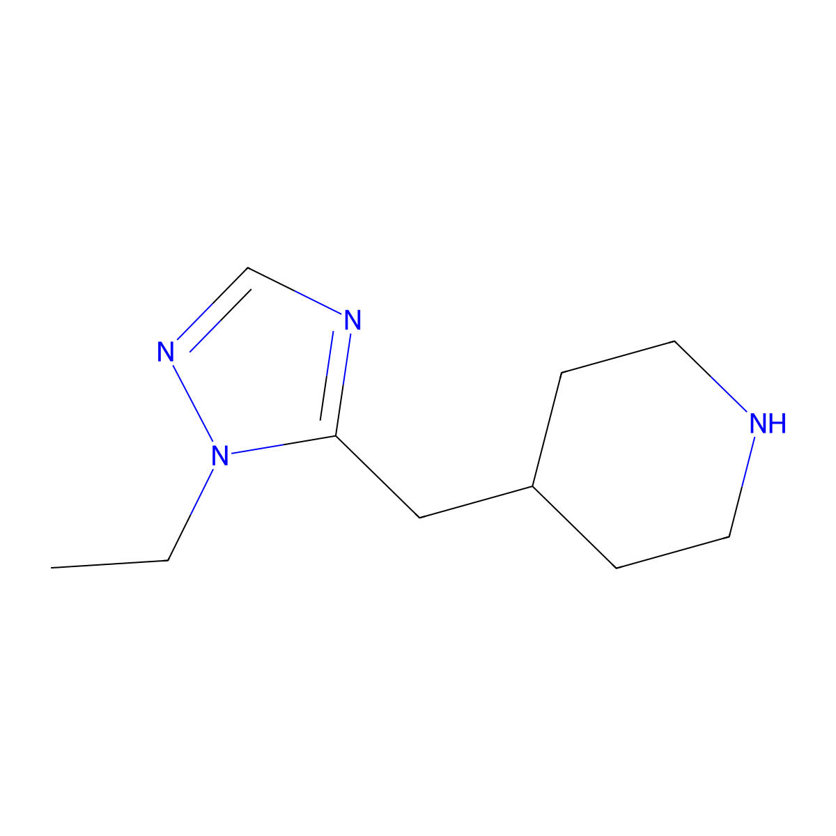 4-((1-Ethyl-1h-1,2,4-triazol-5-yl)methyl)piperidine molecular structure, CAS 1512086-69-9