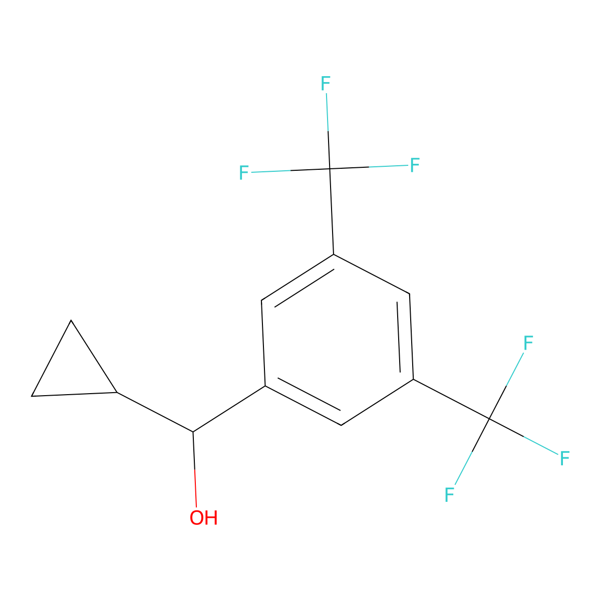 (3,5-Bis(trifluoromethyl)phenyl)(cyclopropyl)methanol molecular structure, CAS 1512094-83-5