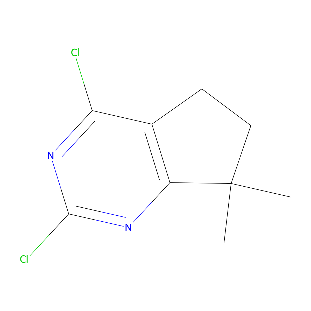 2,4-dichloro-7,7-dimethyl-5H,6H,7H-cyclopenta(d)pyrimidine molecular structure, CAS 1512101-43-7